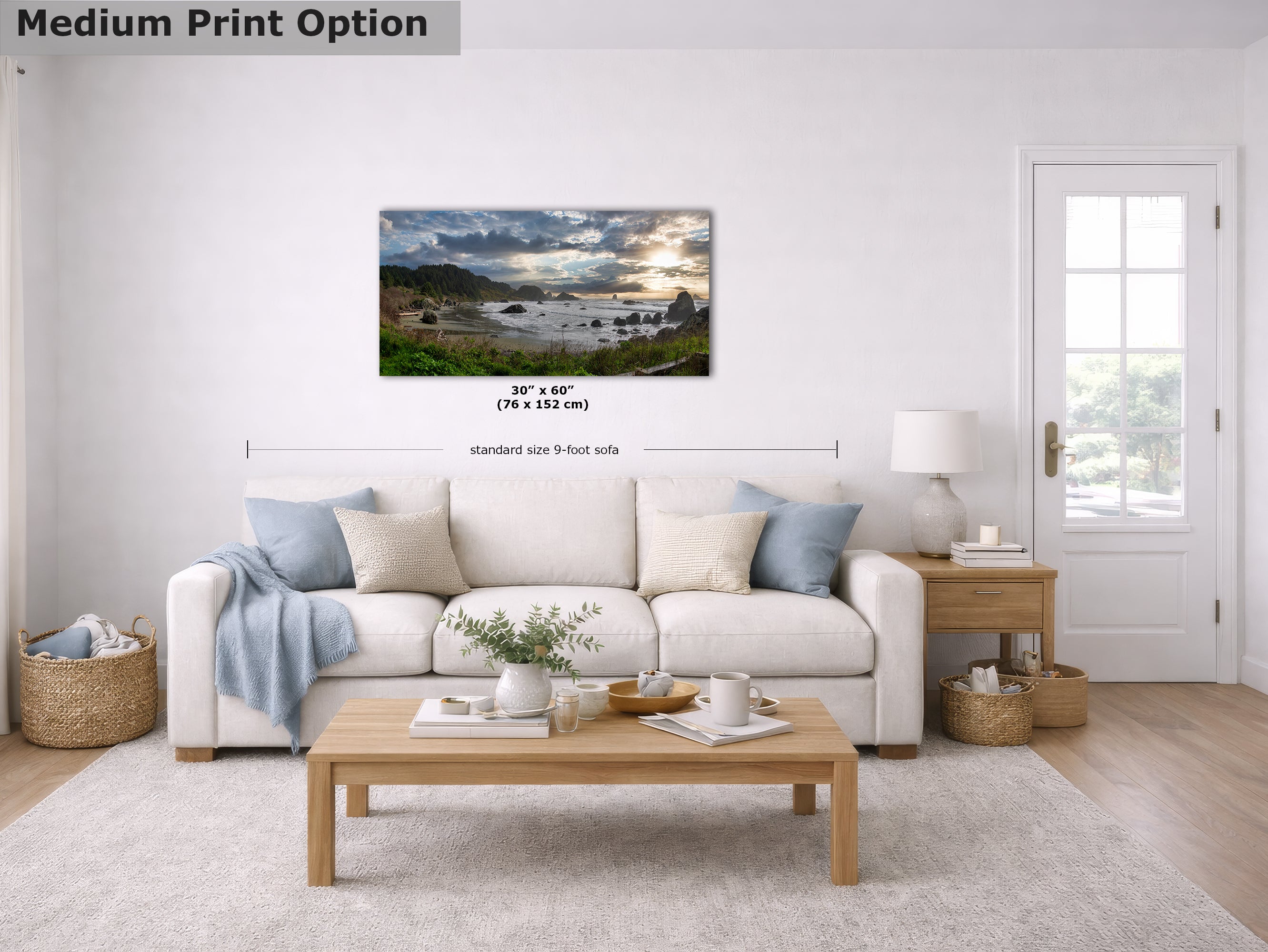 Lone Ranch Beach Oregon Coast Ocean Picture, Panorama Pacific Northwest Nature Photo Relaxation Artwork for Meditation, Apartment, Office & House Decor