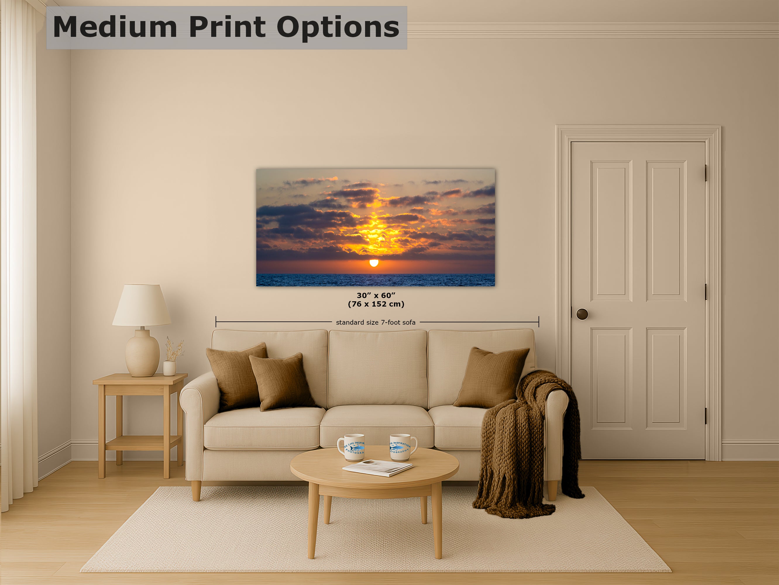 Limited Edition Fine Art Photography, Ocean Picture California Coastline Sunset Through Clouds