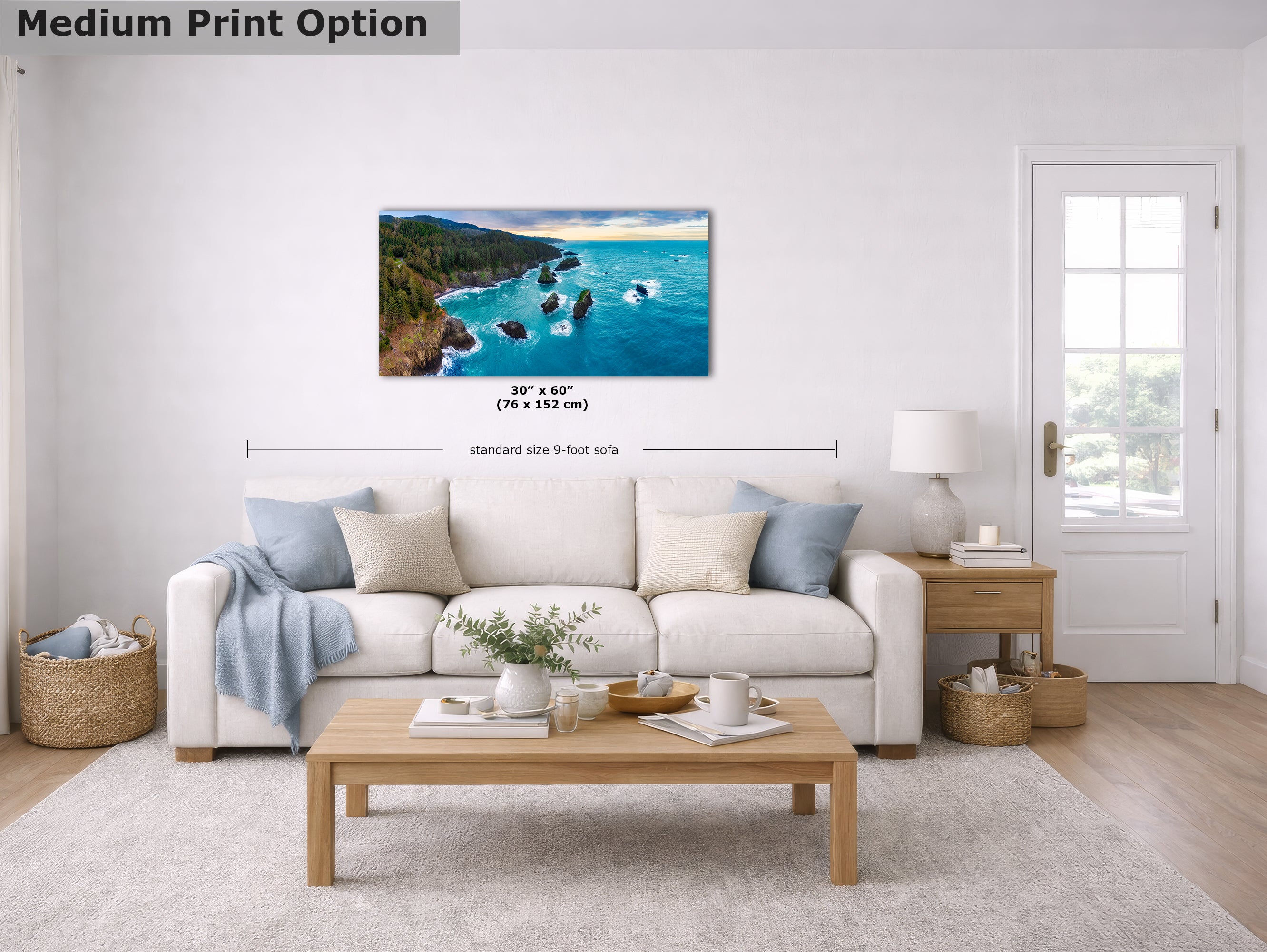 Aerial Oregon Coast Ocean Picture Panorama, Pacific Northwest Nature Photo