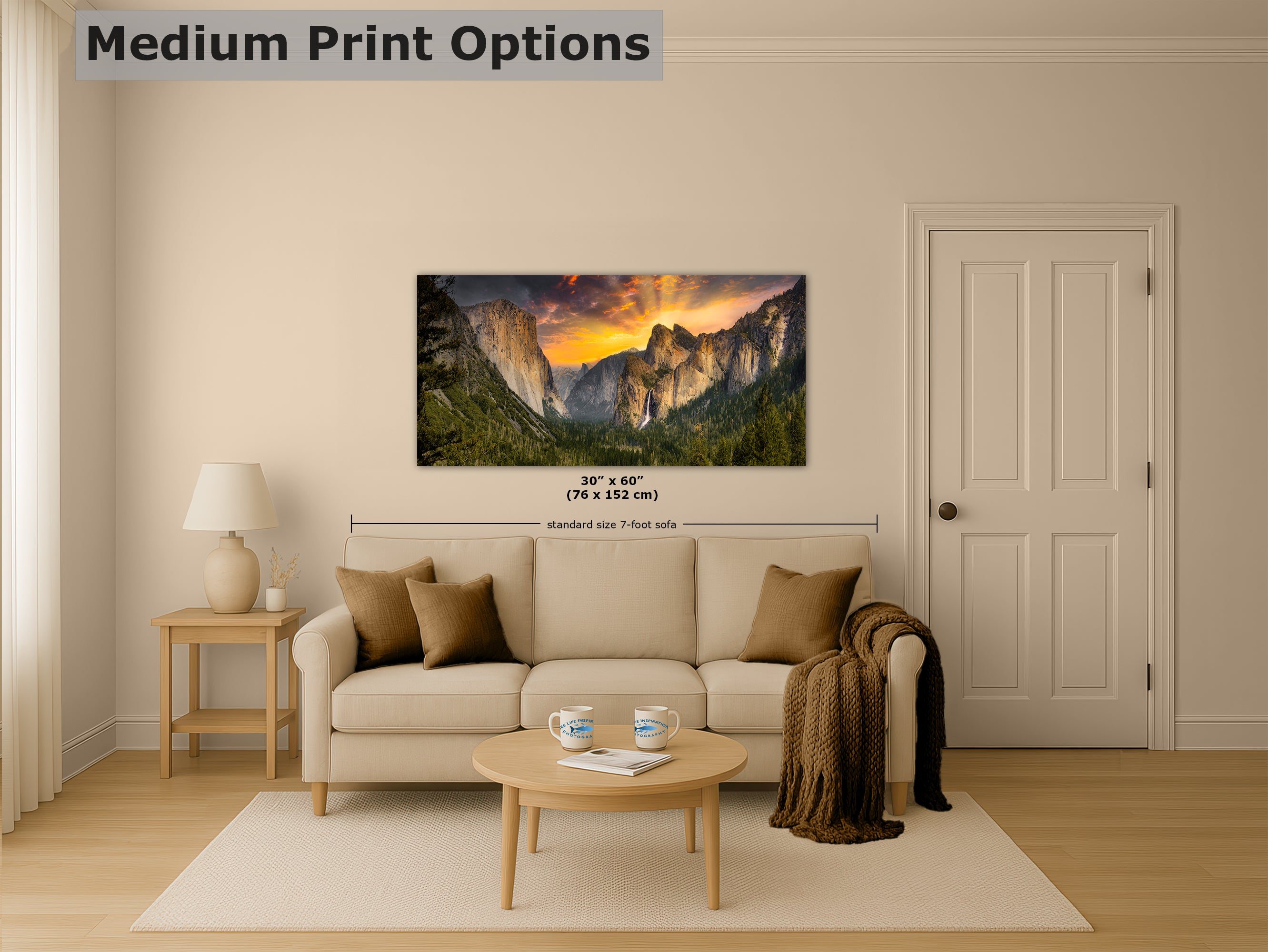 Tunnel View Yosemite National Park Mountain Picture Nature Photo Relaxation Artwork for Mediation, Office, & House Decor