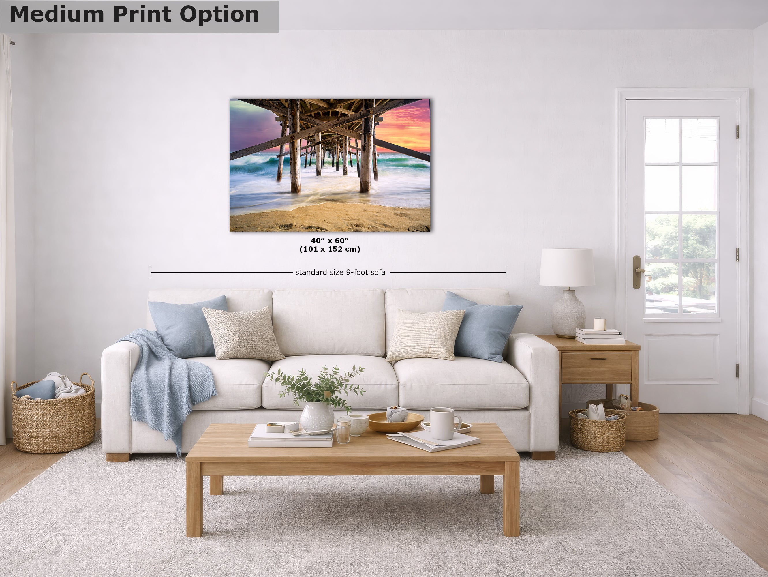 Limited Edition Fine Art Photography Ocean Picture, California Coastline Sunset Glow Under Pier