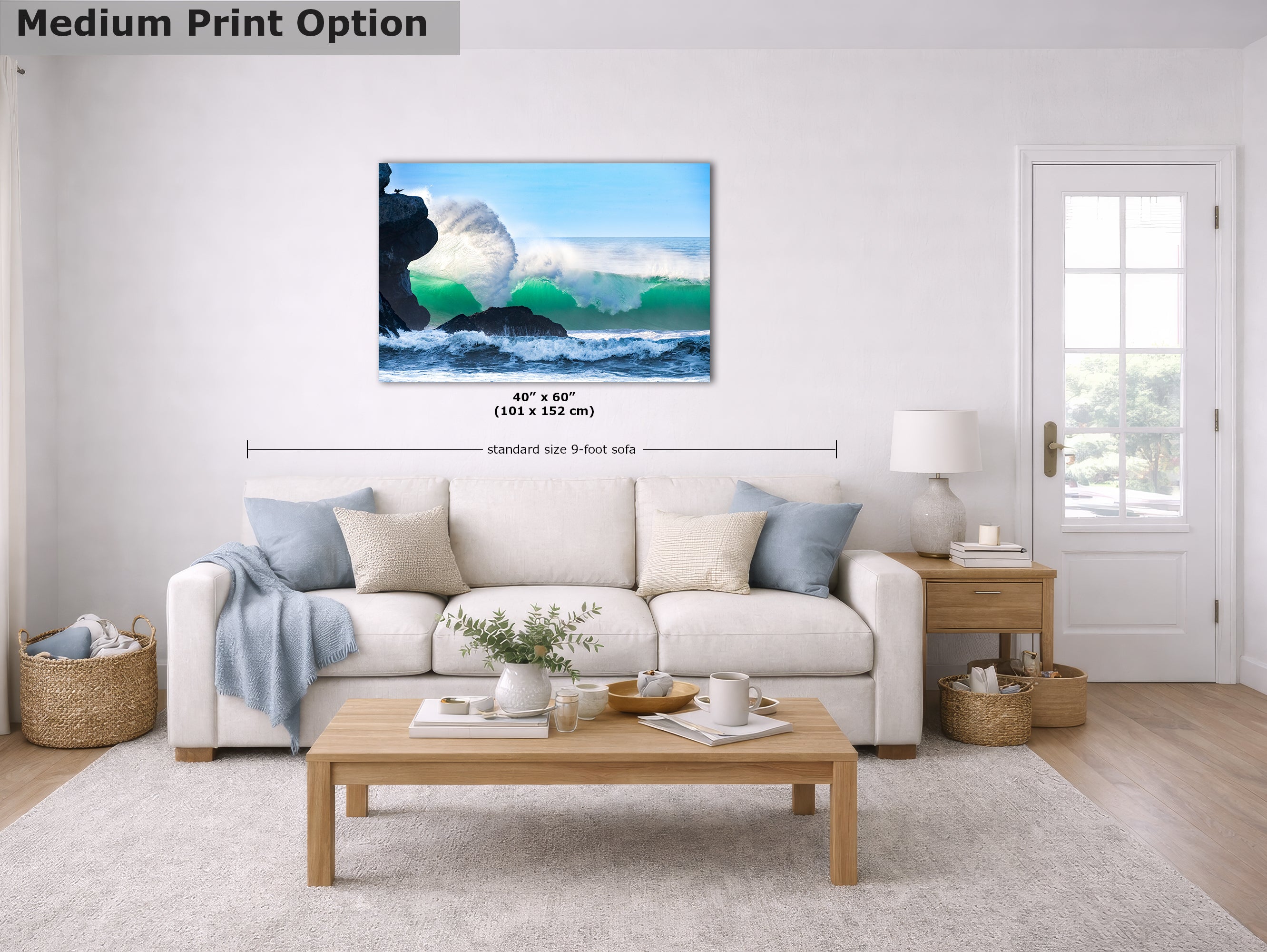 Limited Edition Fine Art Photography Ocean Picture, California Coast Curling Emerald Wave