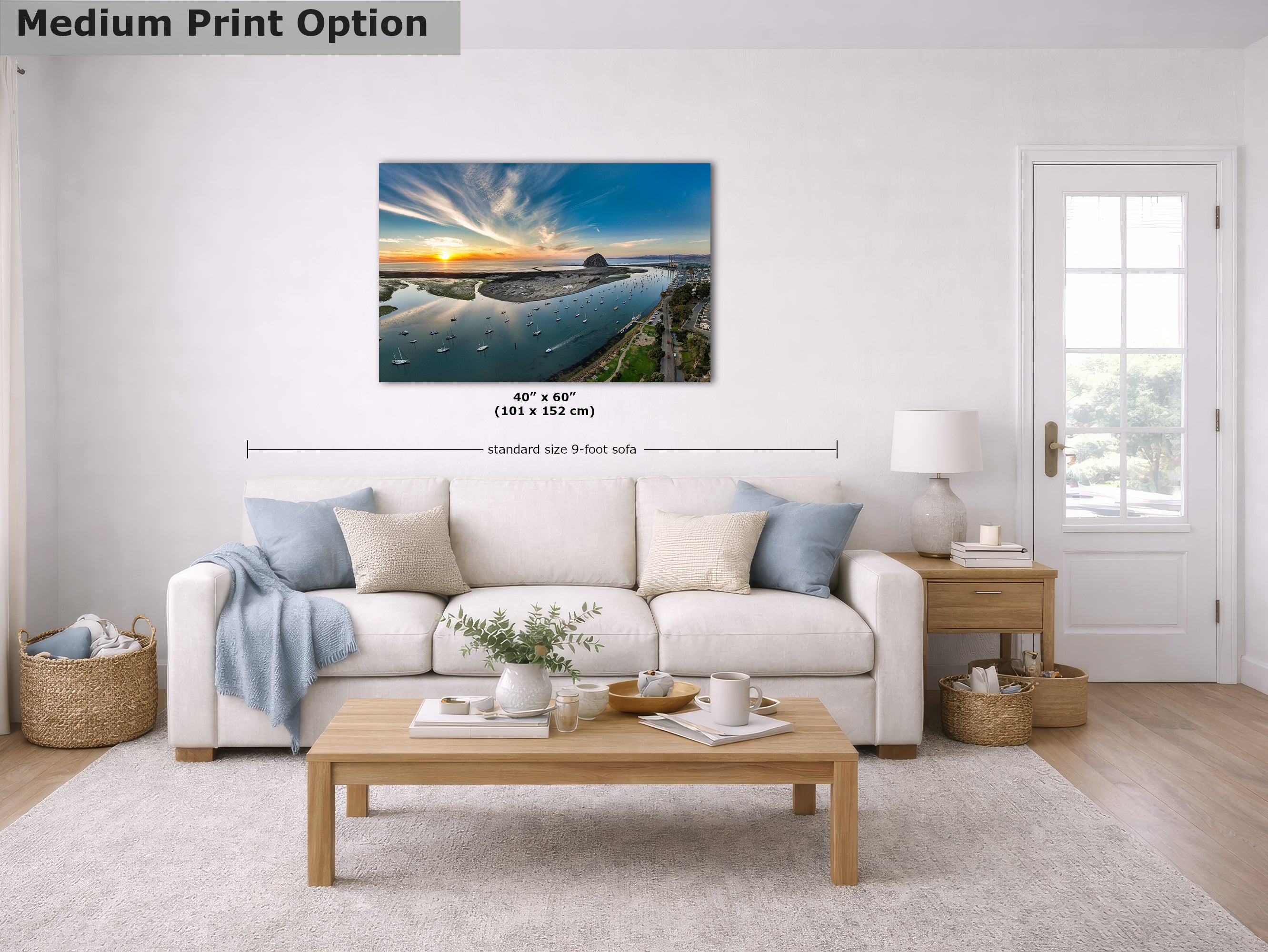 Limited Edition Fine Art Photography, Ocean Picture California Coastline Morro Bay Aerial Sunset