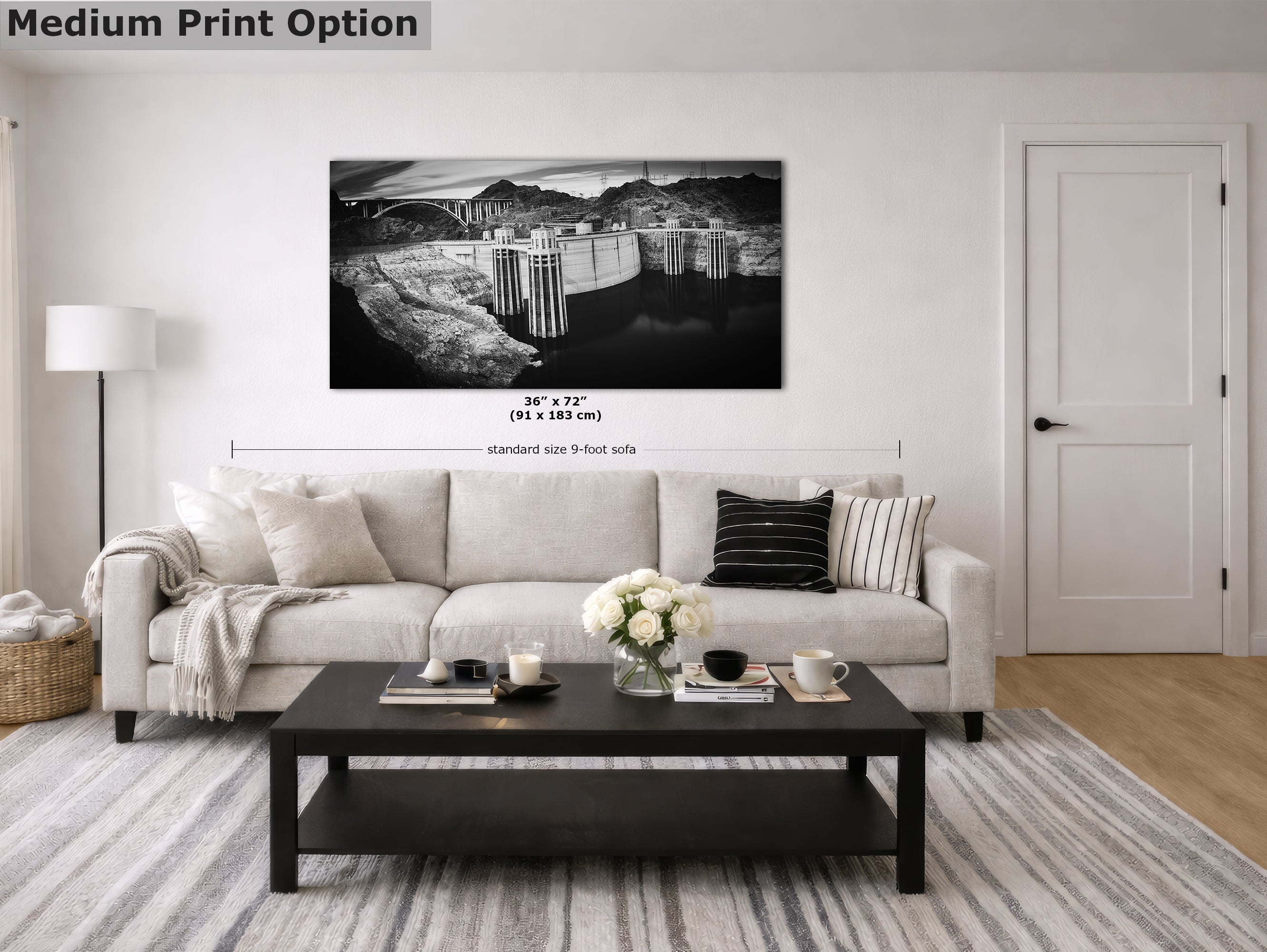 Hoover Dam Wall Art Print | Black and White USA Landmark Decor | Nevada Colorado River Photography | Office, Dorm, Apartment Decor