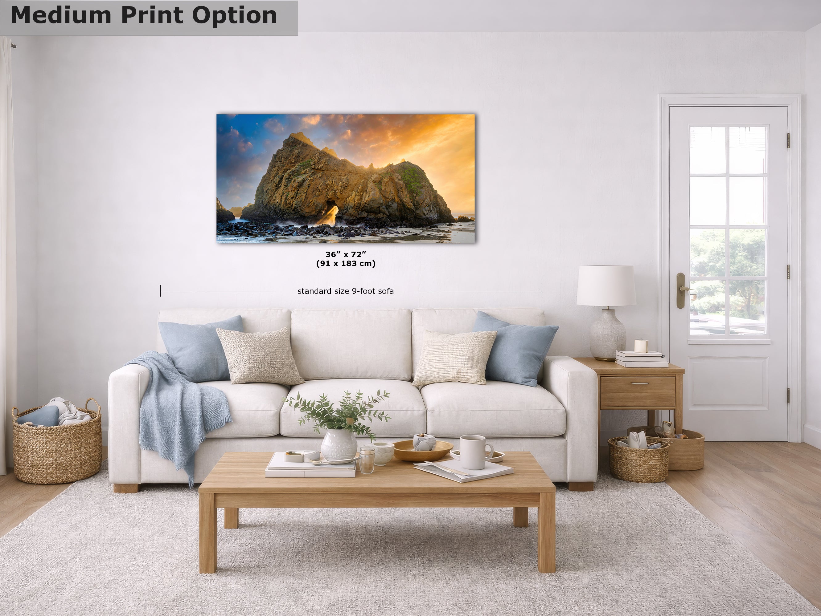 Limited Edition Fine Art Photography, Ocean Picture of  Keyhole Arch California Coastline Sunset