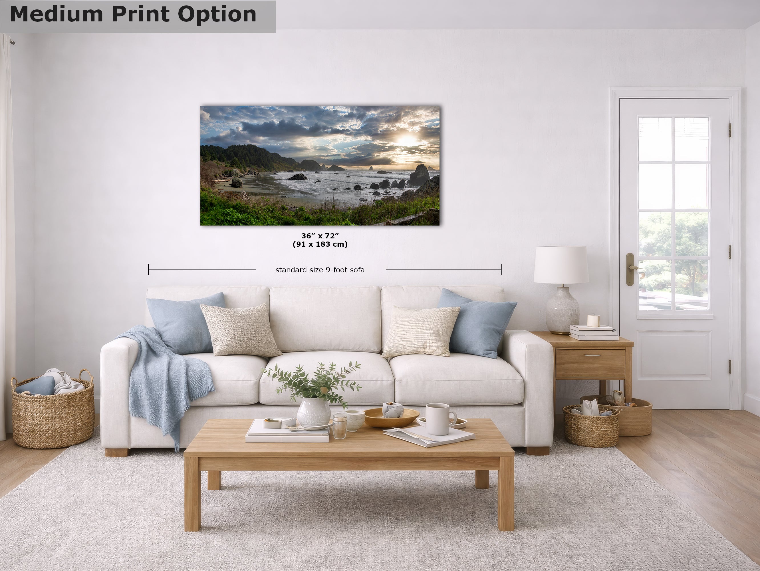 Lone Ranch Beach Oregon Coast Ocean Picture, Panorama Pacific Northwest Nature Photo Relaxation Artwork for Meditation, Apartment, Office & House Decor