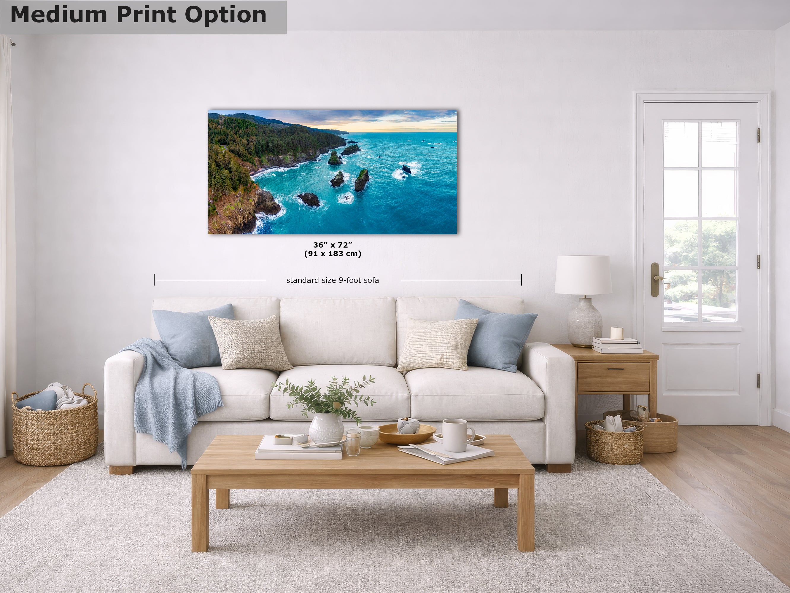 Aerial Oregon Coast Ocean Picture Panorama, Pacific Northwest Nature Photo