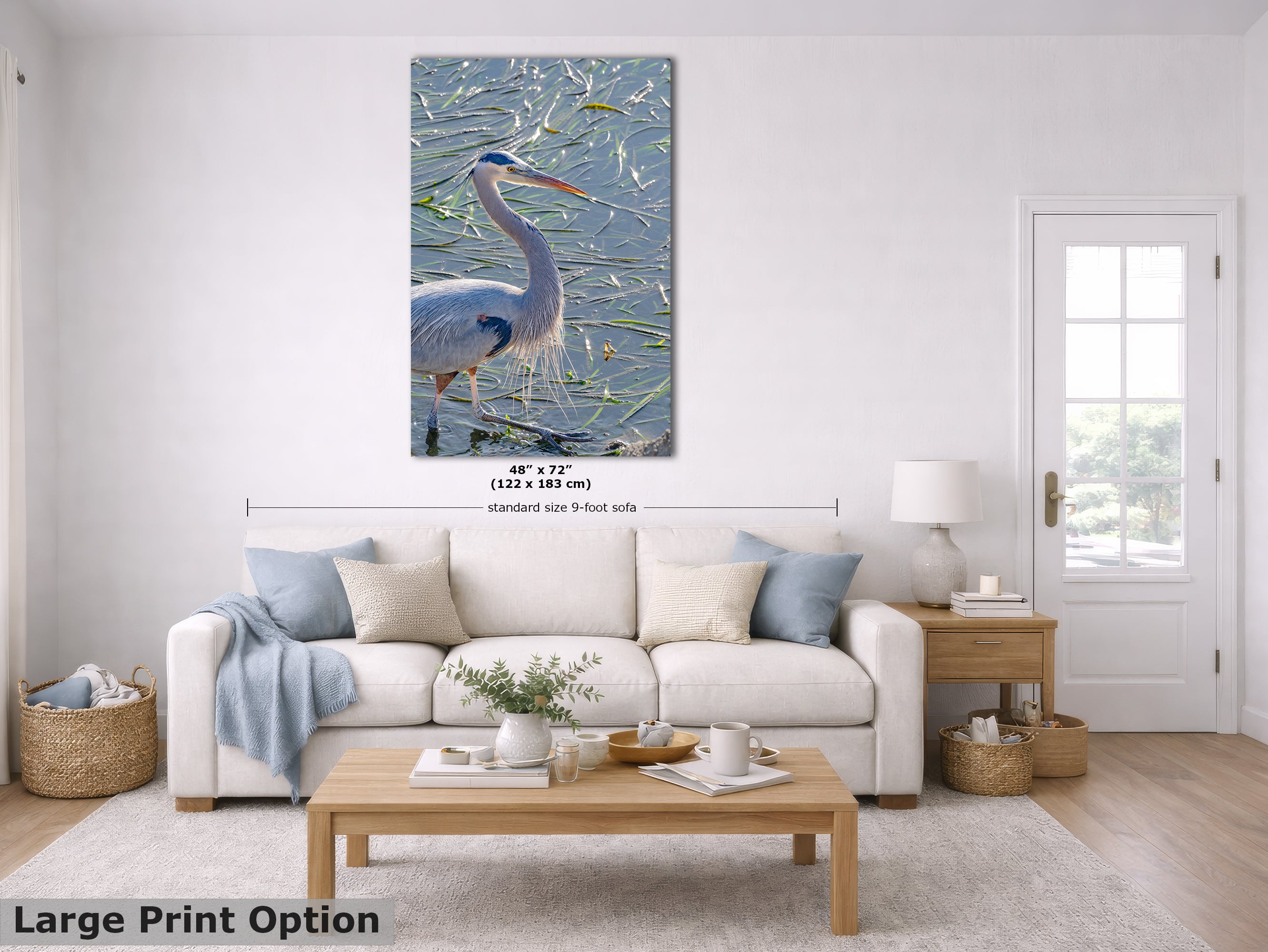 Great Blue Heron Art Wildlife Photography, Nature Wall Decor for Bird Lovers, Ocean Conservation, Relaxing Office or Room Artwork