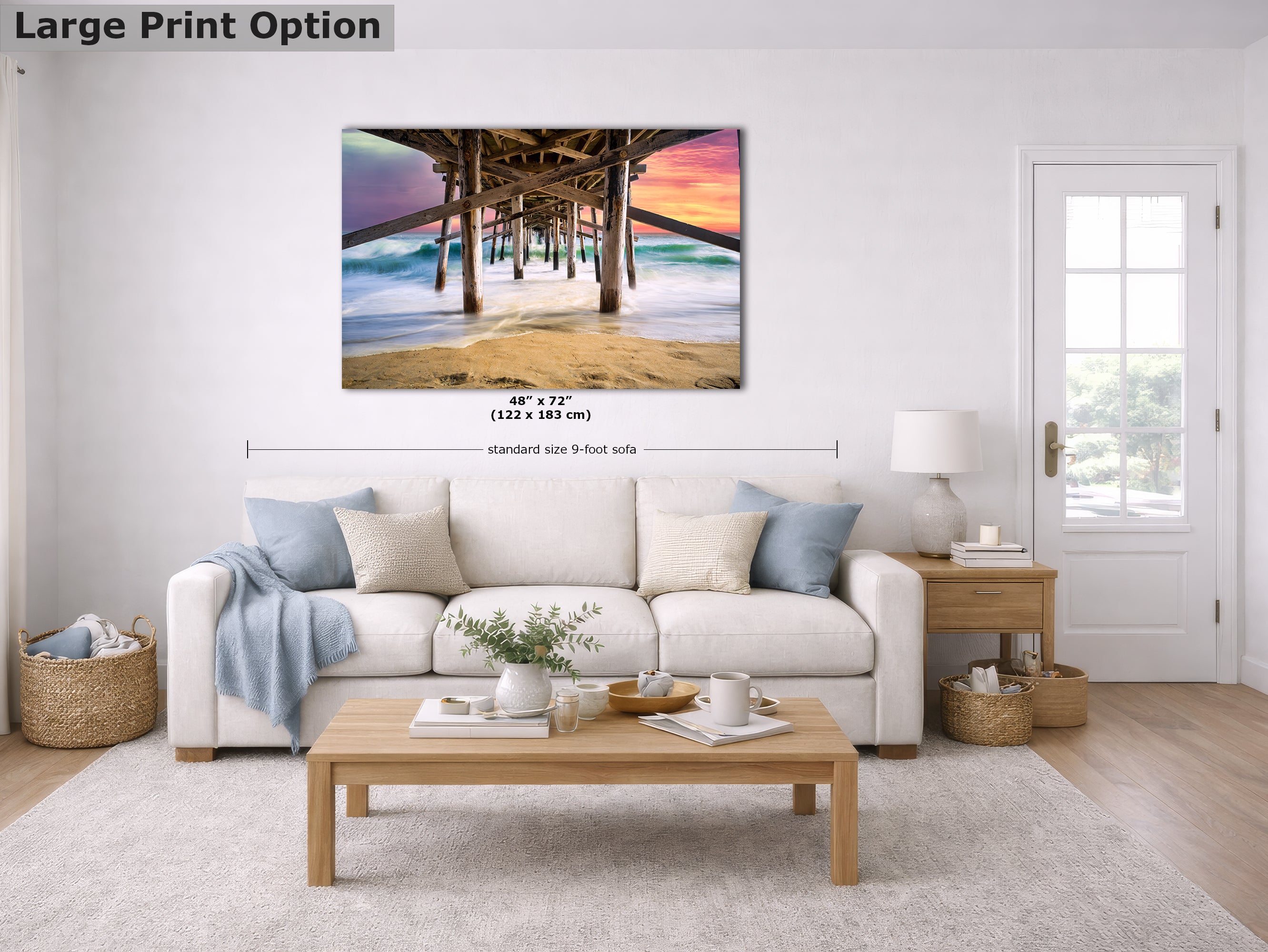 Limited Edition Fine Art Photography Ocean Picture, California Coastline Sunset Glow Under Pier