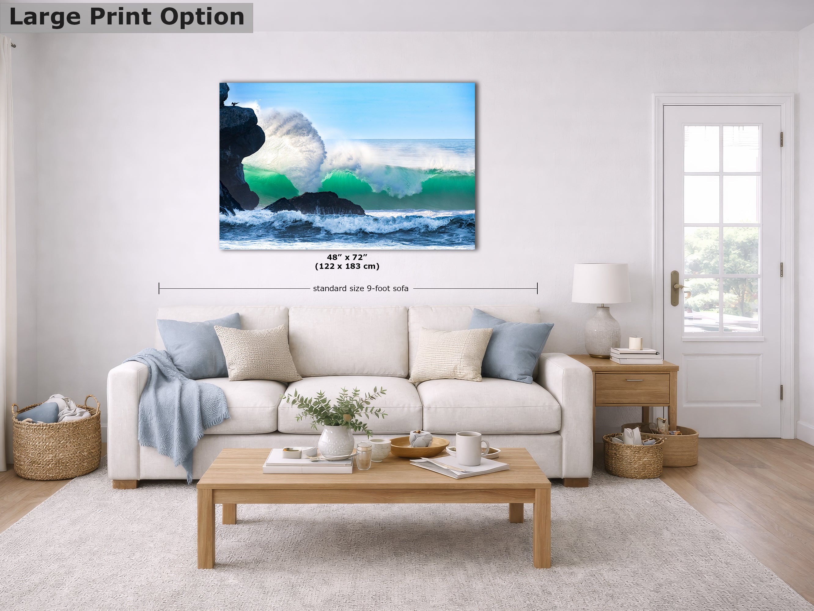 Limited Edition Fine Art Photography Ocean Picture, California Coast Curling Emerald Wave