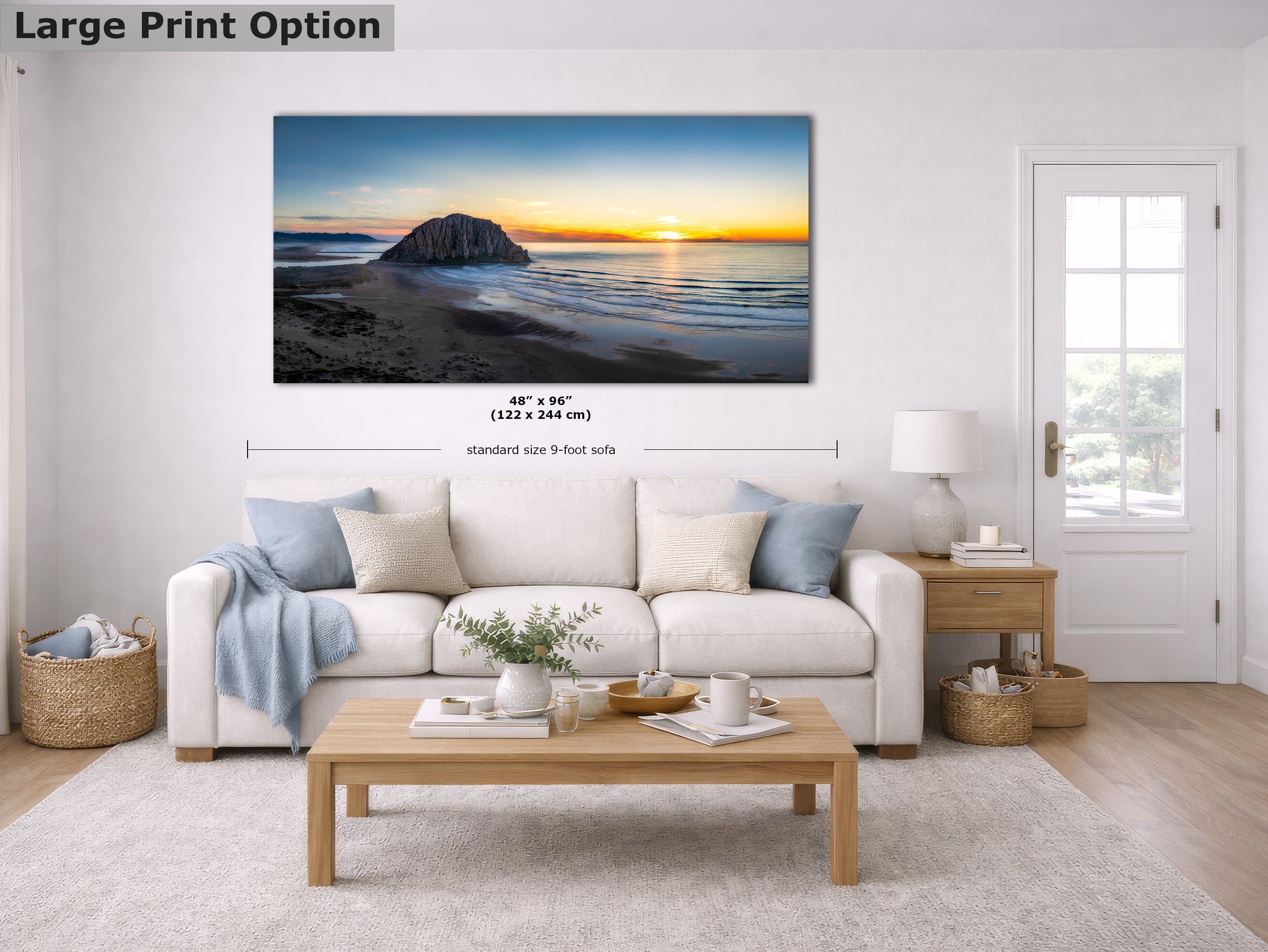 Morro Bay California Coastline Ocean Picture Nature Photo Panorama, Morro Rock Coastal Relaxation Artwork, Dorm Room, Office & House Decor