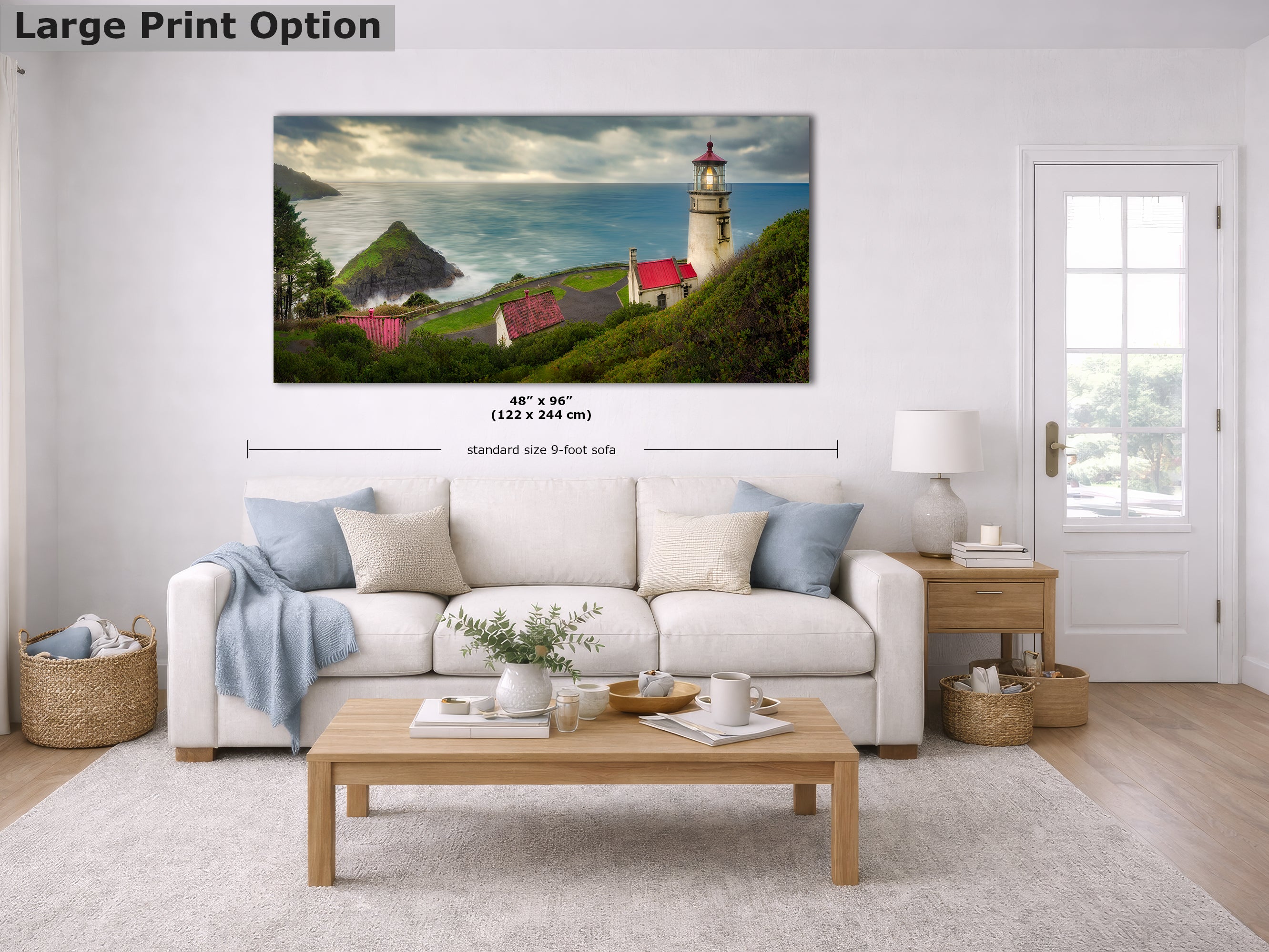 Heceta Head Lighthouse Picture, Oregon Coast Ocean Picture, Pacific Northwest Beach Photo Framed Coastal Decor for Ocean Lovers