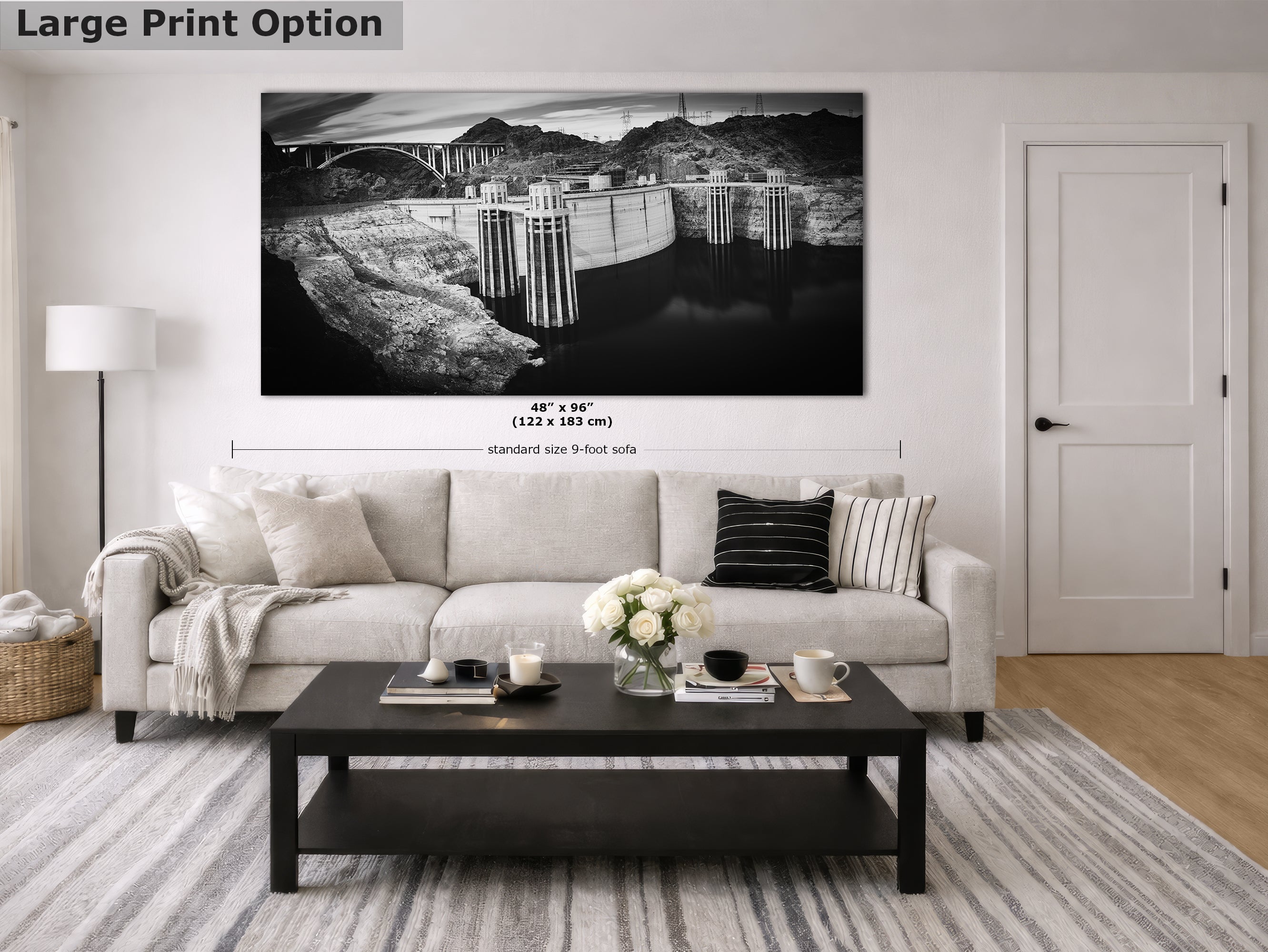 Hoover Dam Wall Art Print | Black and White USA Landmark Decor | Nevada Colorado River Photography | Office, Dorm, Apartment Decor
