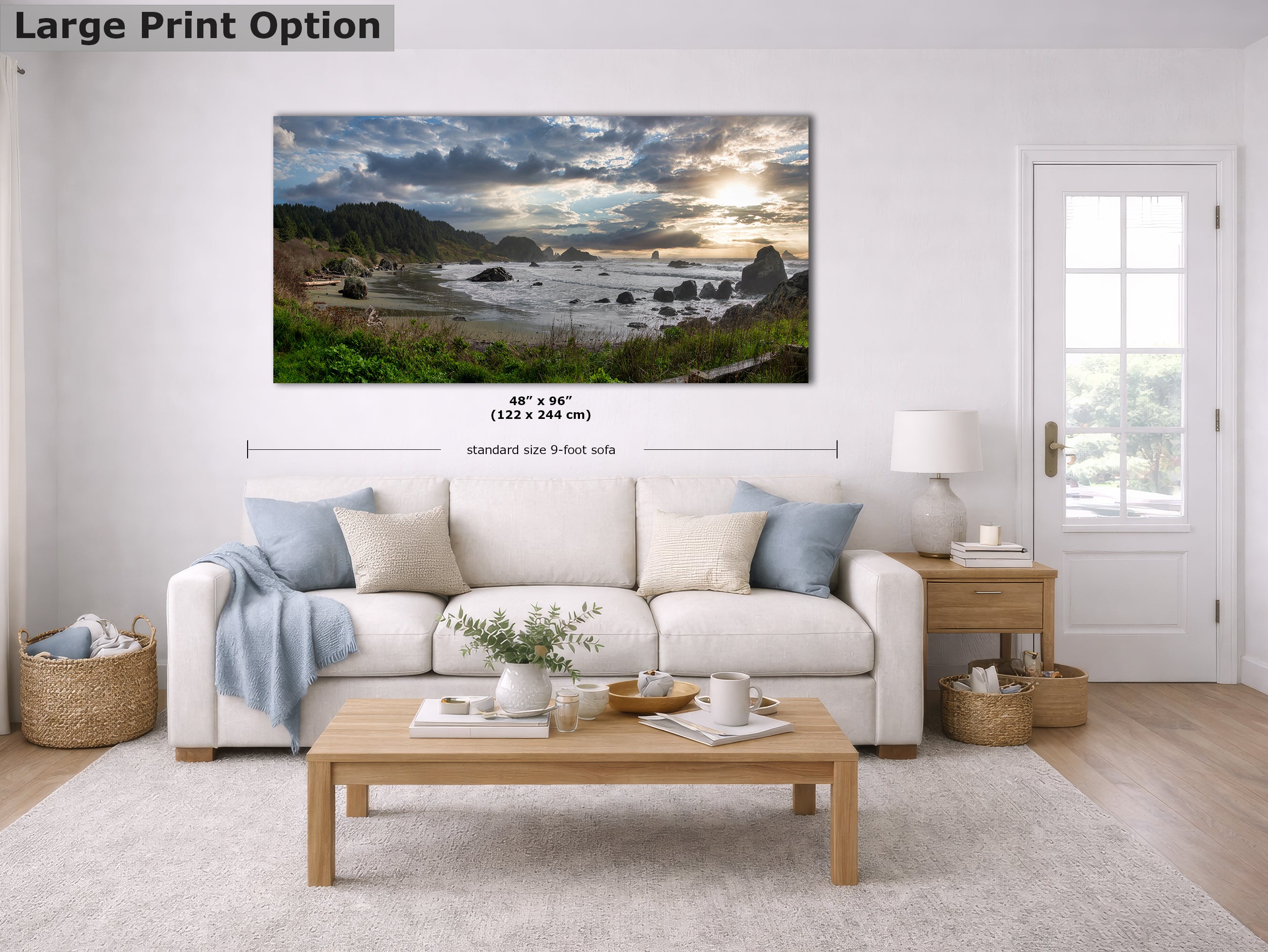 Lone Ranch Beach Oregon Coast Ocean Picture, Panorama Pacific Northwest Nature Photo Relaxation Artwork for Meditation, Apartment, Office & House Decor