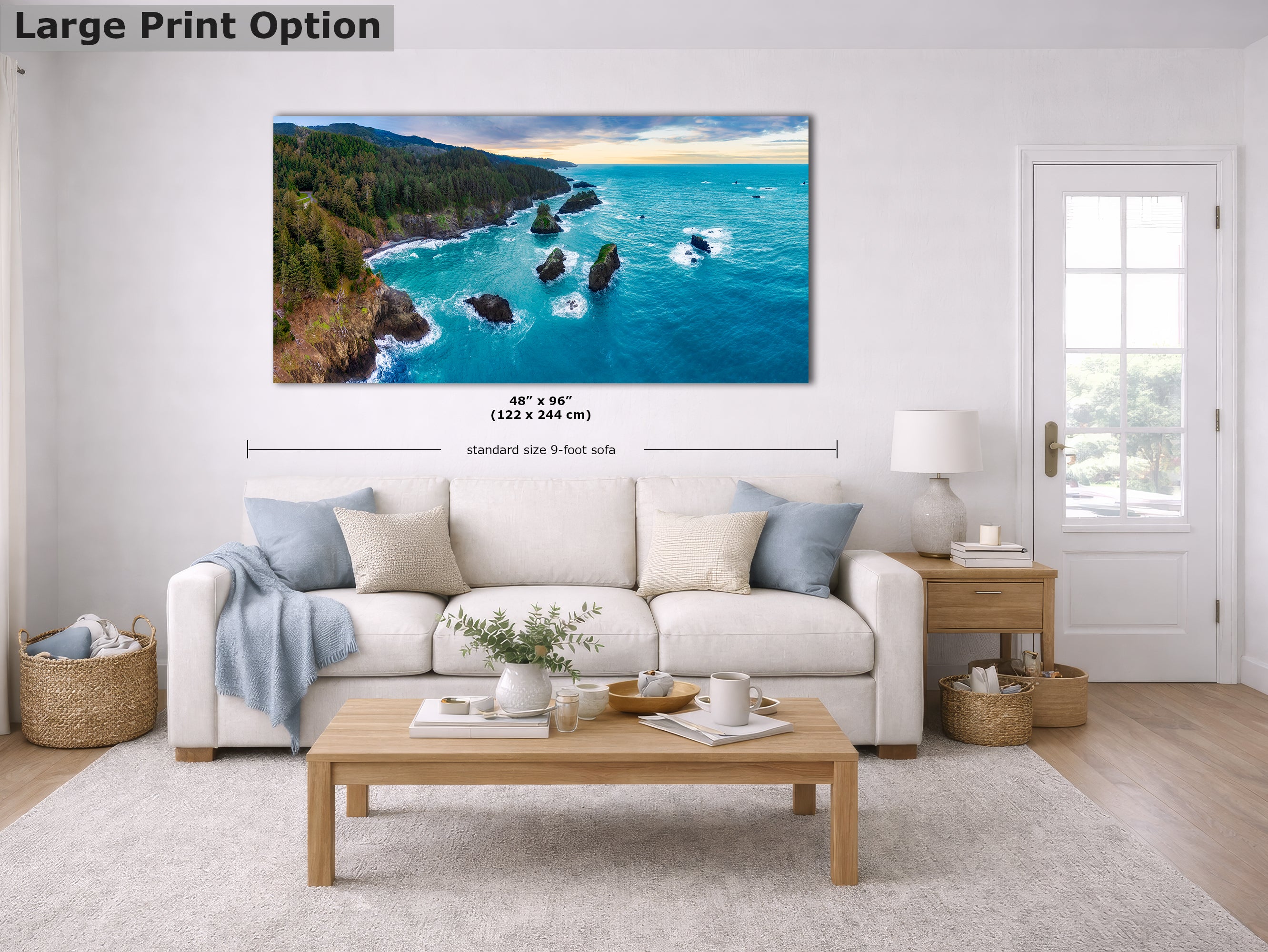 Aerial Oregon Coast Ocean Picture Panorama, Pacific Northwest Nature Photo