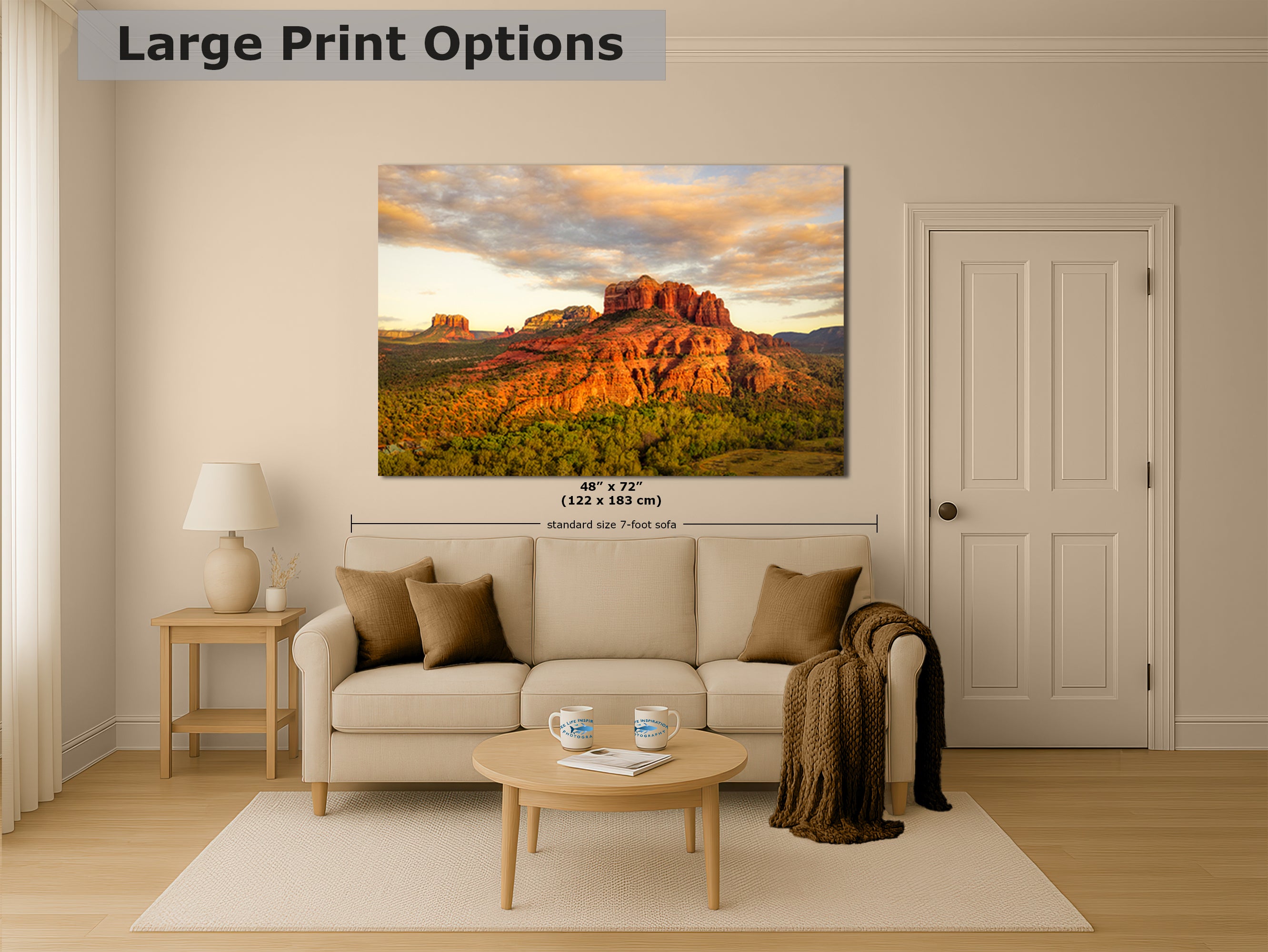 Sedona Arizona Desert Picture Nature Photo of Cathedral Rock, Bohemian Relaxation Artwork for Meditation