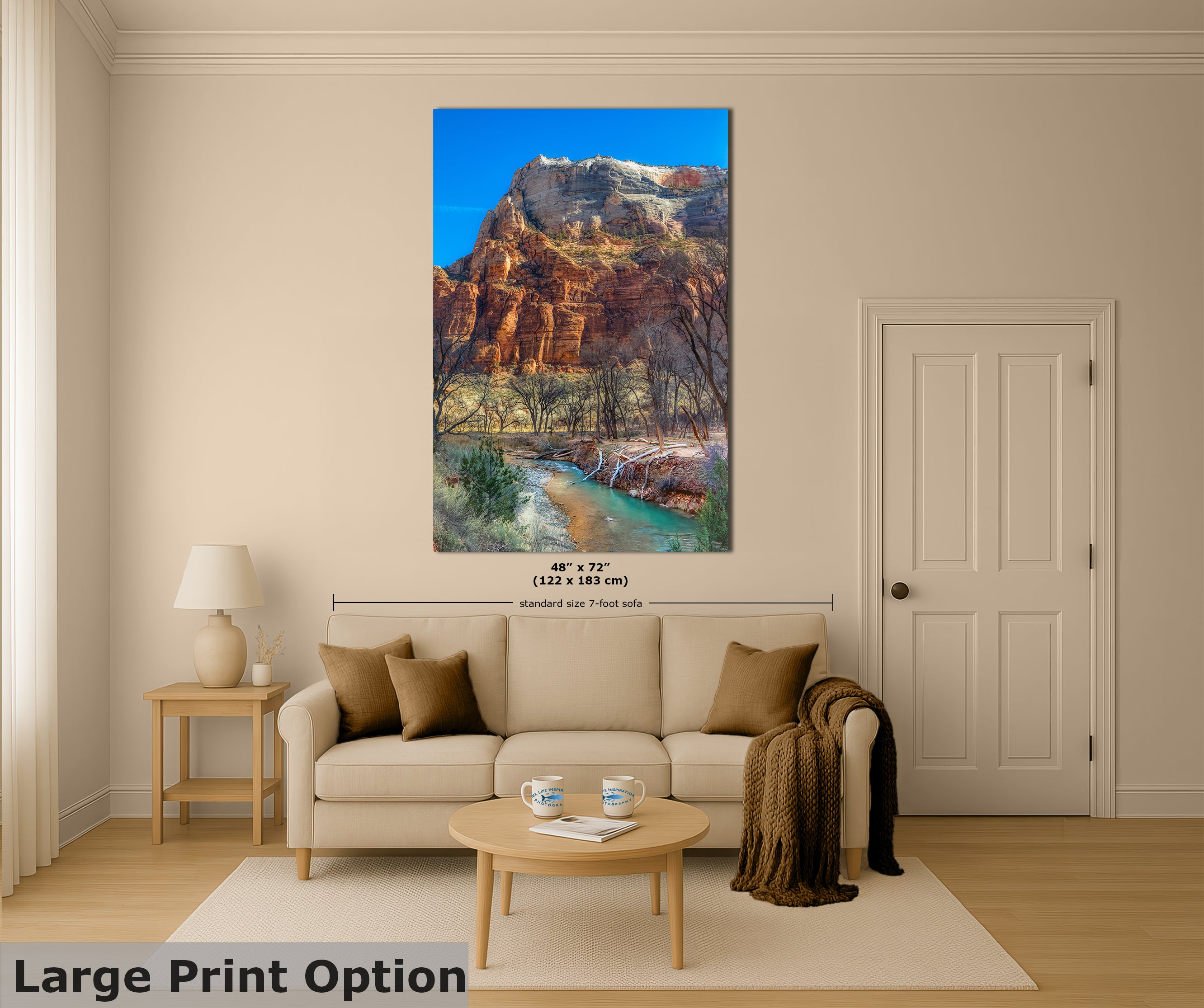 Zion National Park Southern Utah Desert Picture, Southwestern Wall Art, Relaxation Artwork Nature Photo for House Decor