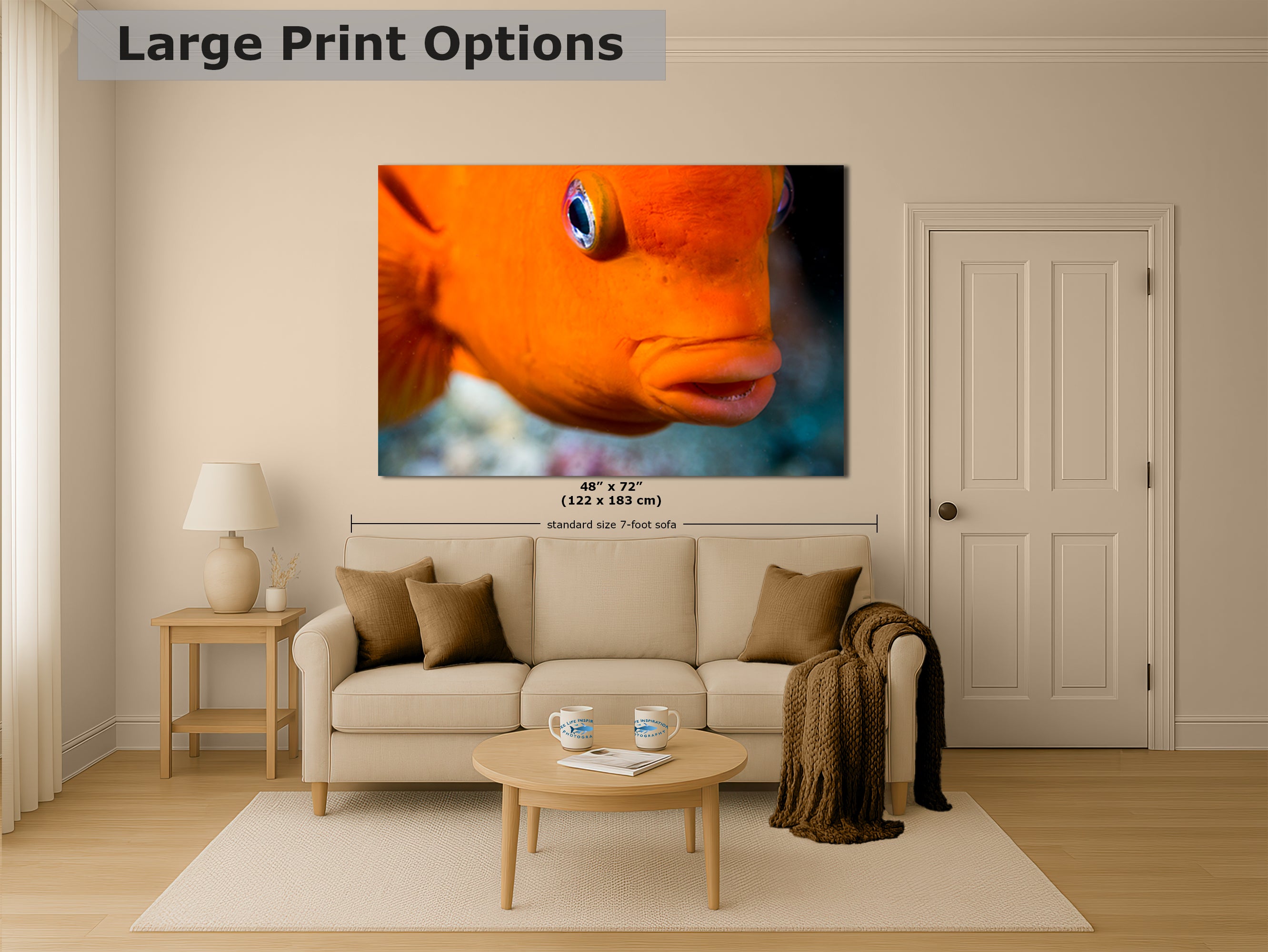 Garibaldi Fish Marine Biology Ocean Life, Underwater Scenery Nature Photo, California Marine Inhabitant, Nature Decor, Relaxation Artwork