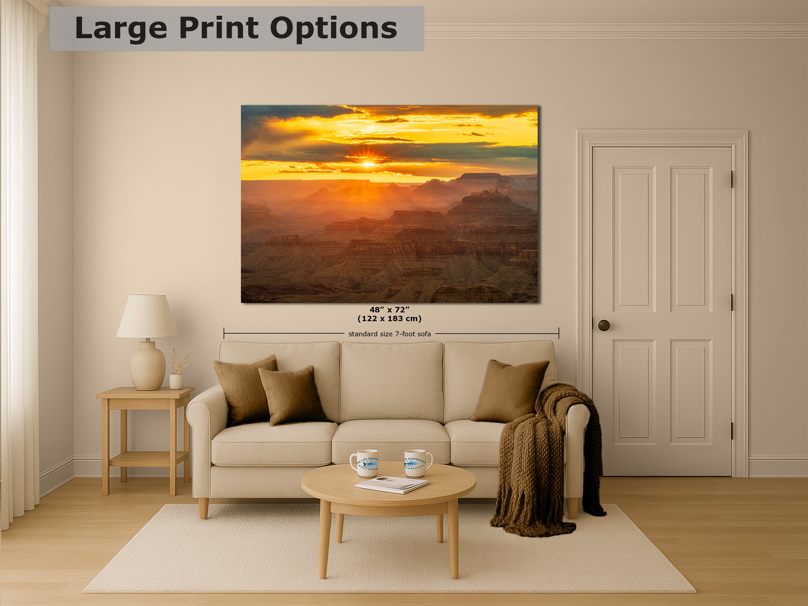 Grand Canyon National Park Sunset, Arizona Desert Picture Nature Photo, Bohemian Style Relaxation Artwork for Meditation, Apartment, Office & House Decor