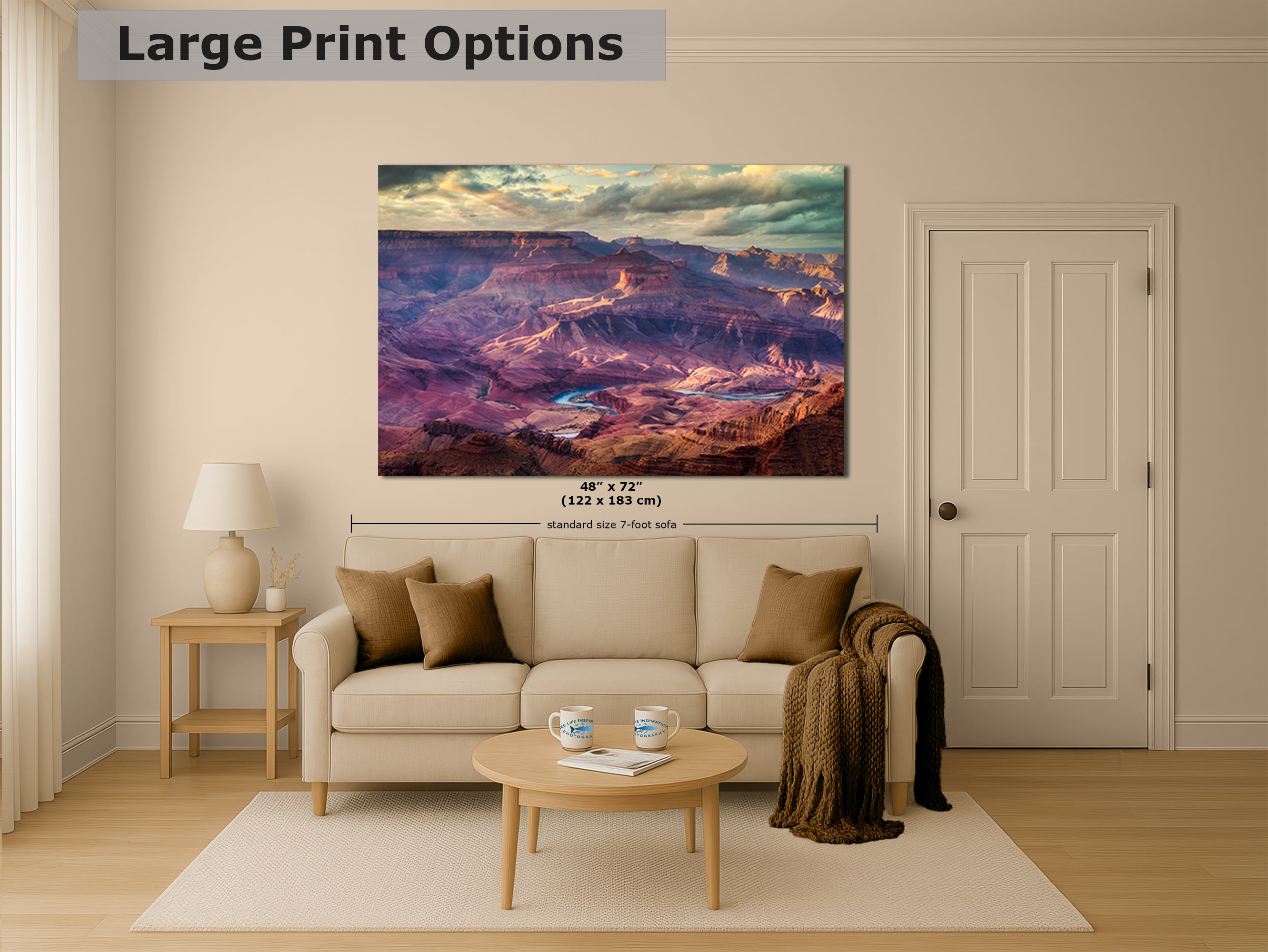 Grand Canyon National Park, Red Rock Arizona Desert Picture Nature Photo, Bohemian Style Relaxation Artwork for Meditation, Apartment, Office & House Decor