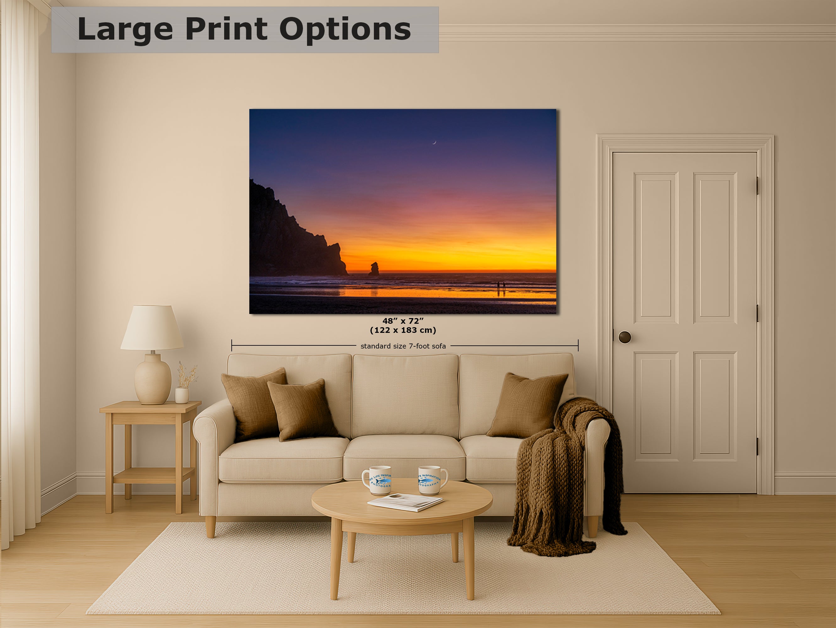 Limited Edition Fine Art Photography, Ocean Picture Morro Bay California Coastline Crescent Sunset