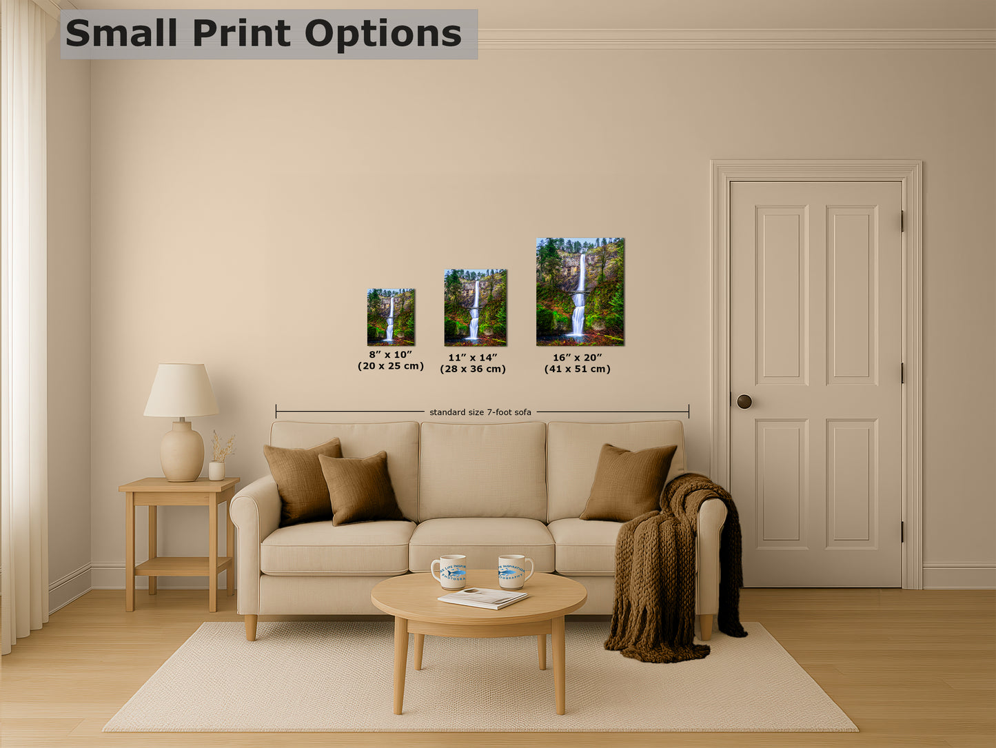 Multnomah Waterfall Picture Nature Photo Wall Art, Pacific Northwest Oregon Relaxation Artwork