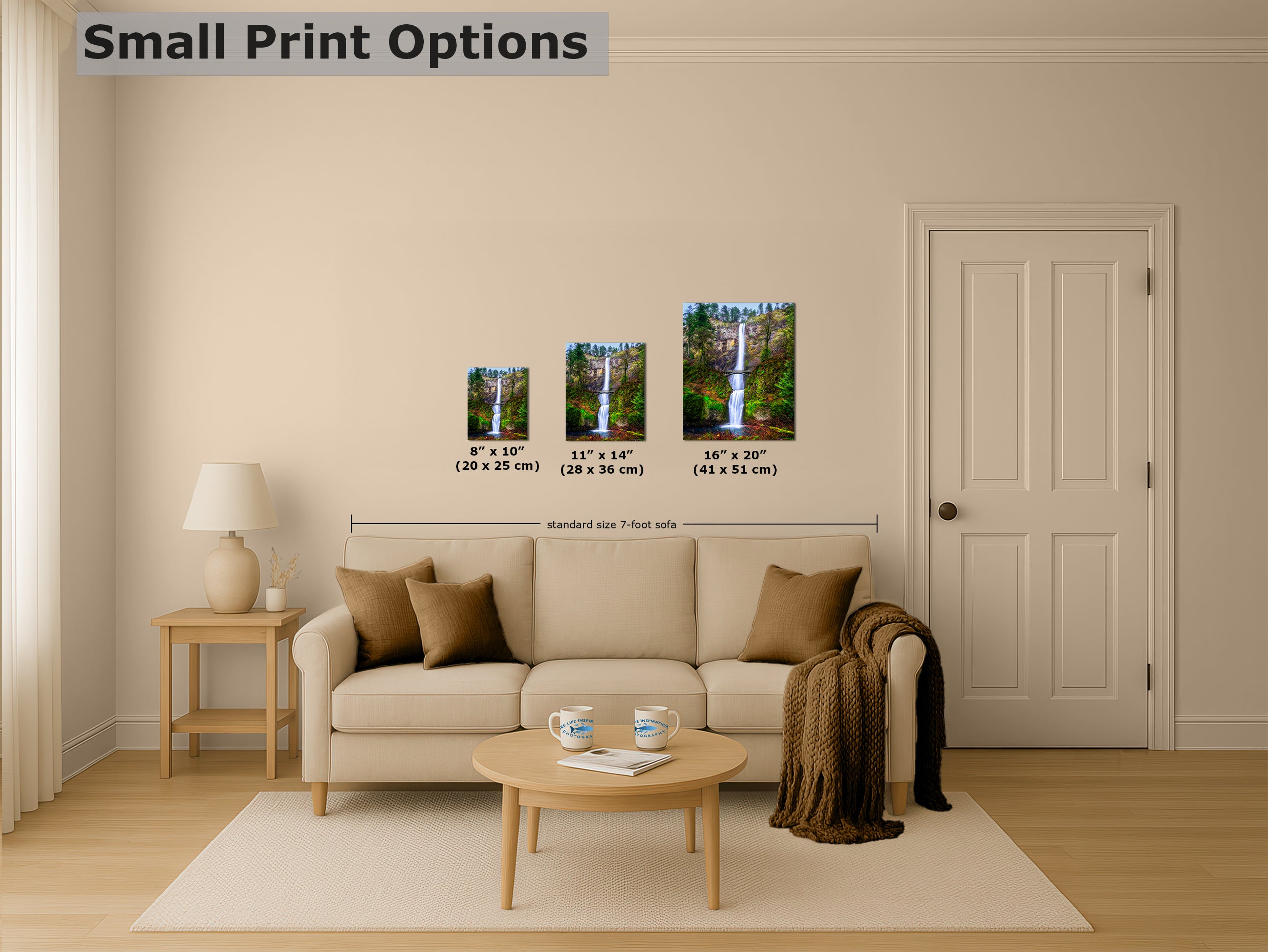 Multnomah Waterfall Picture Nature Photo Wall Art, Pacific Northwest Oregon Relaxation Artwork