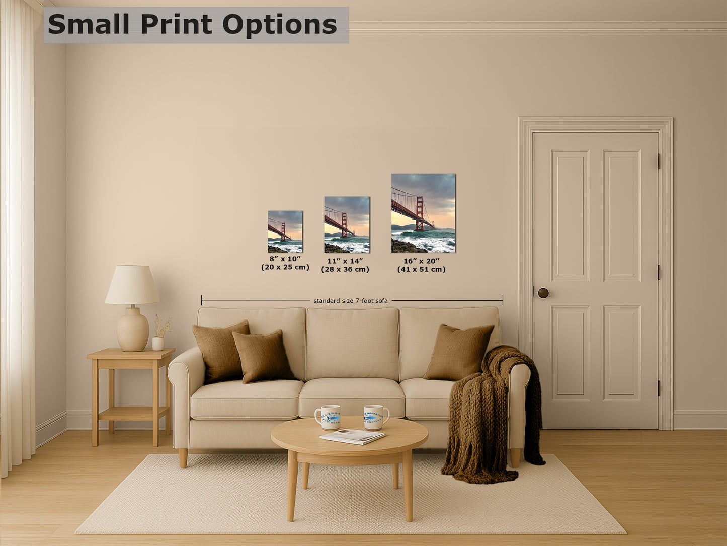 San Francisco Golden Gate Bridge Picture - California Coastline Giant Canvas Print for House Decor & Housewarming