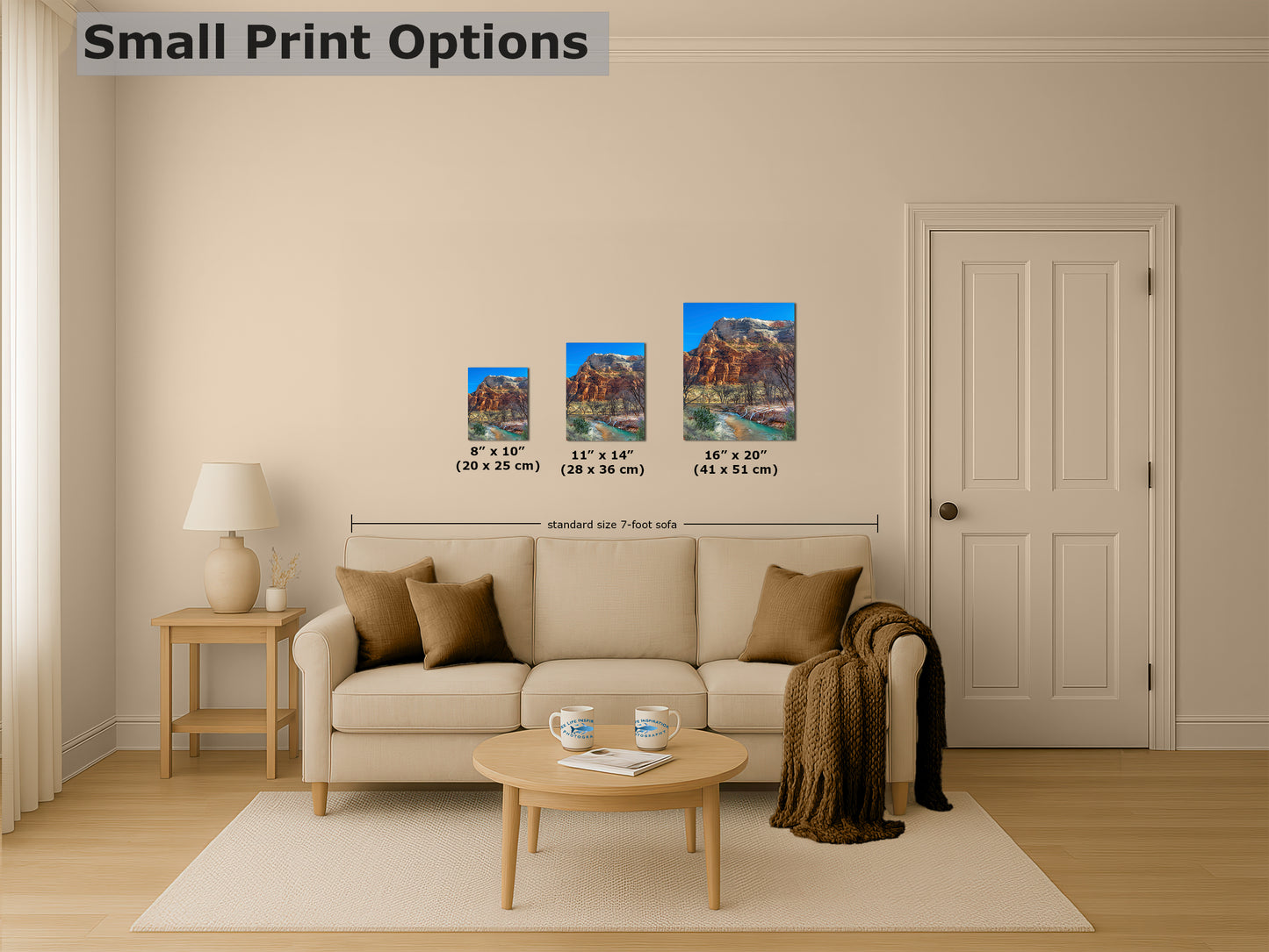 Zion National Park Southern Utah Desert Picture, Southwestern Wall Art, Relaxation Artwork Nature Photo for House Decor