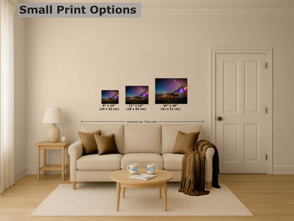 Airstream Travel Trailer Art Night Scene in San Diego, California Campsite Camping Decoration in Canvas, Paper, and Metal Wall Art