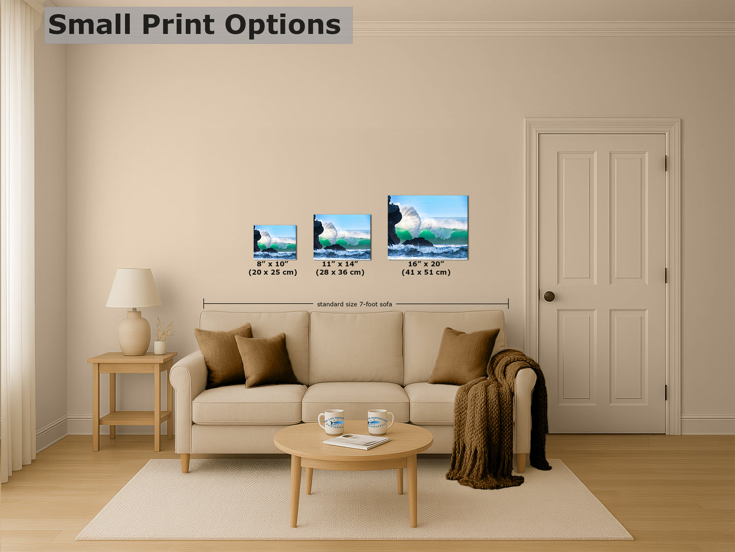 Beach Wave Ocean Picture, California Coastline Nature Photo Wall Decor, Morro Rock Artwork