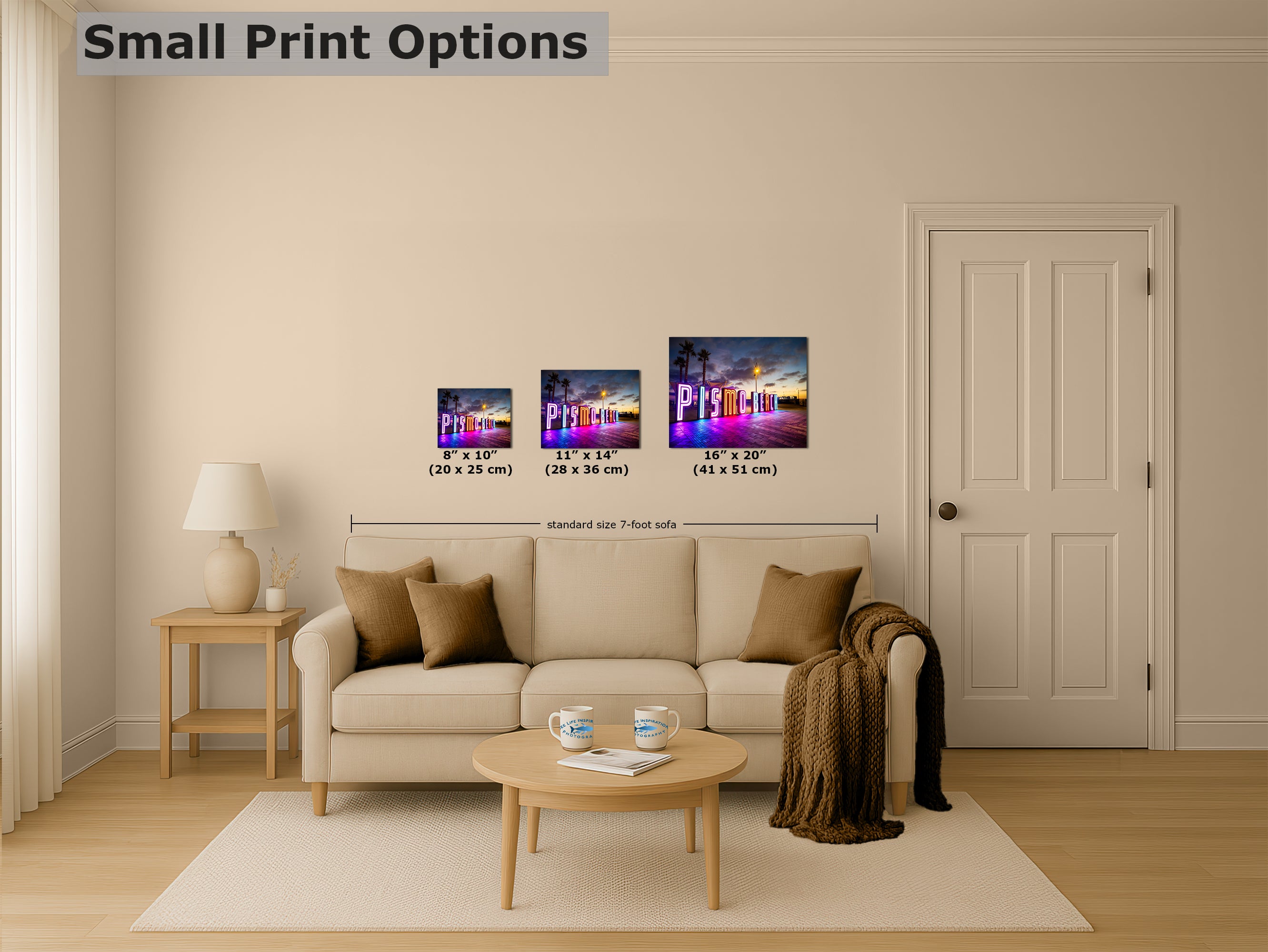 Pismo Beach Iconic Neon Sign House Decor, California Coastal Art Print with Vibrant Neon Lights for Retro Wall Art, Beach Lover Gift