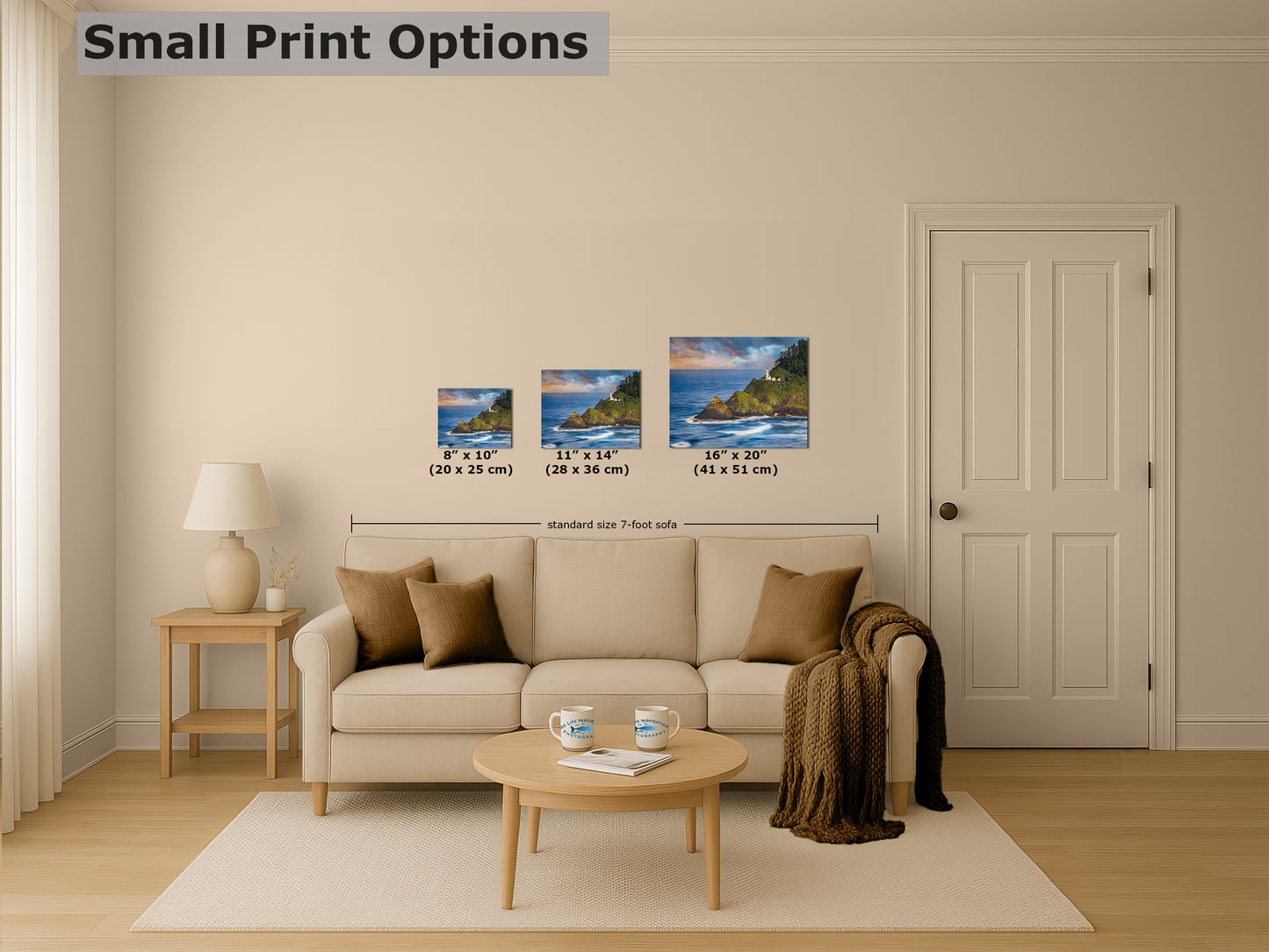 Heceta Head Lighthouse Picture, Oregon Coast Ocean Picture, Pacific Northwest Beach Photo Framed Coastal Decor for Ocean Lovers