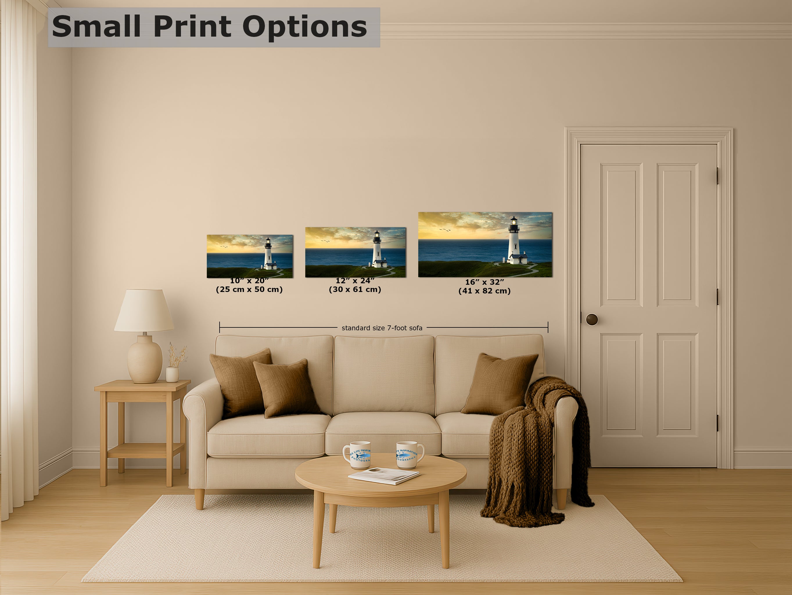 Yaquina Head Lighthouse Picture, Oregon Coast Ocean Picture, Pacific Northwest Beach Photo Wall Art for Office and Relaxation