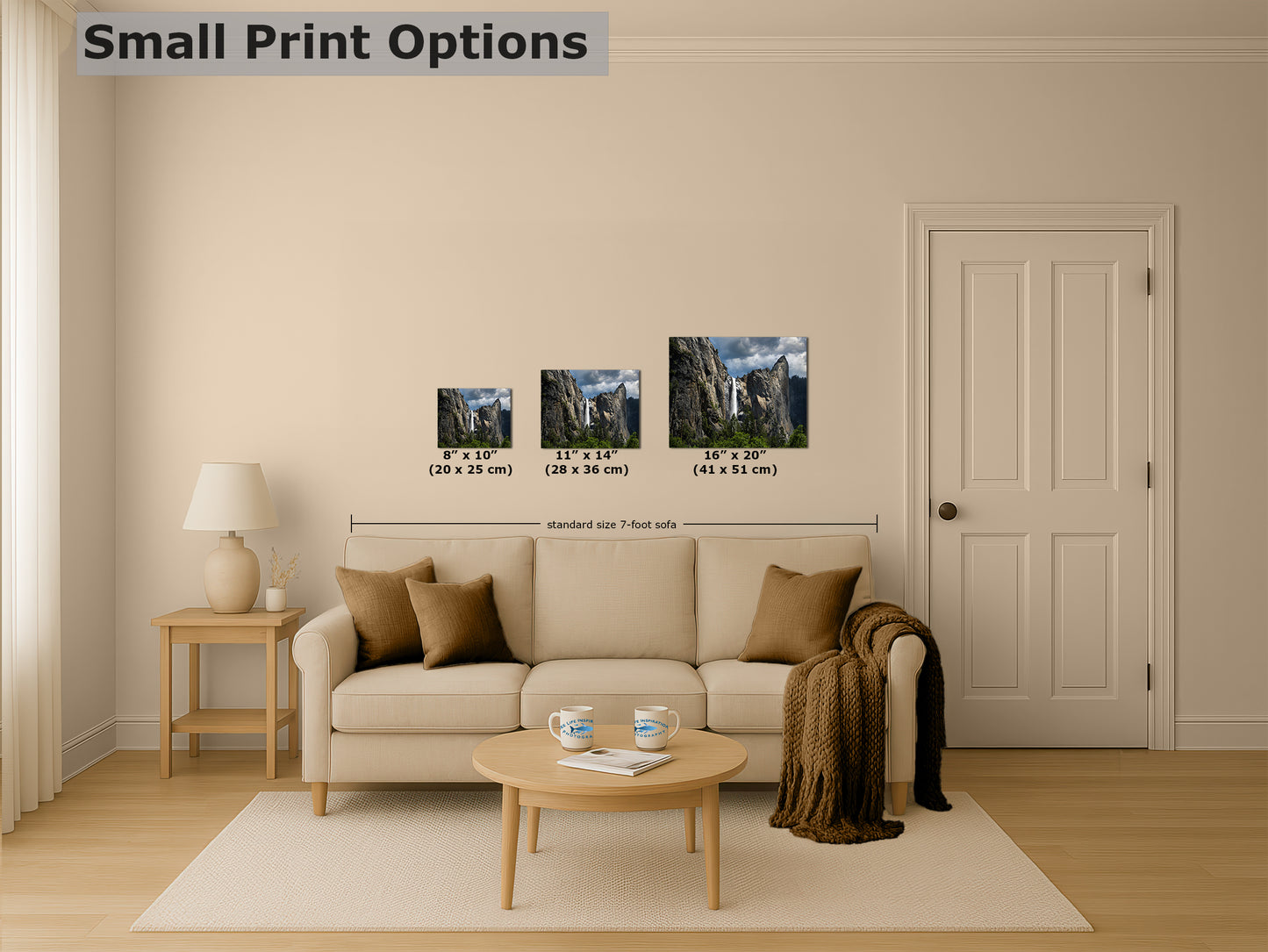 Bridalveil Falls Yosemite National Park Nature Photo Relaxation Artwork Waterfall Picture for Meditation, Dorm Room, Office, and House Decor