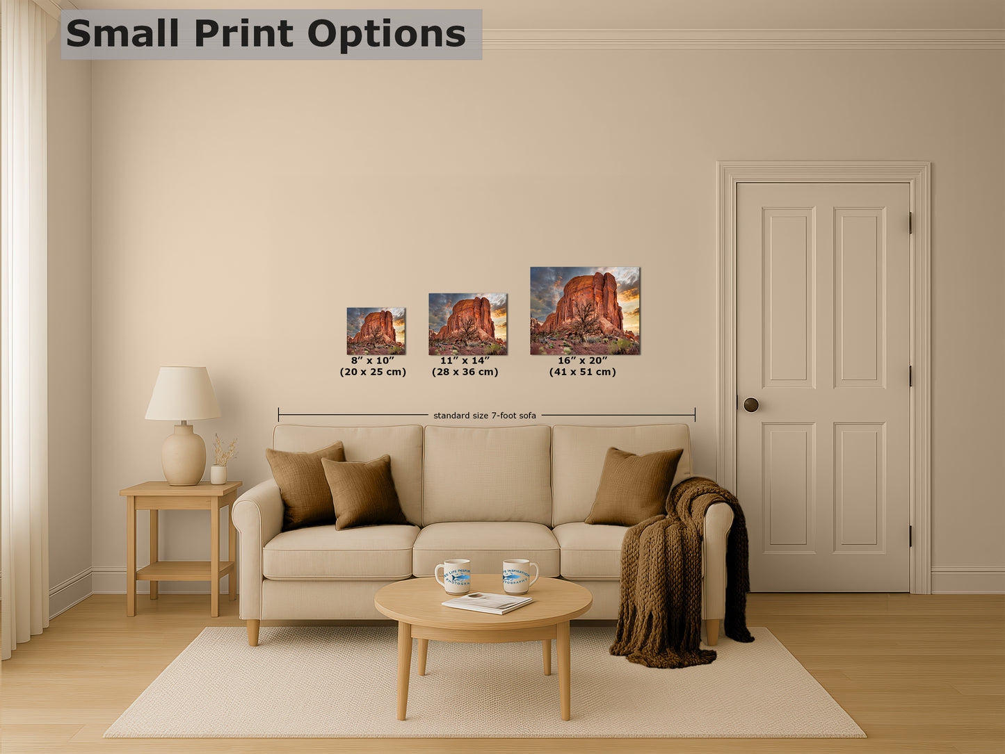 Monument Valley Arizona Desert Picture Cactus Nature Photo, Bohemian Style Relaxation Artwork for Meditation, Apartment, Office & House Decor