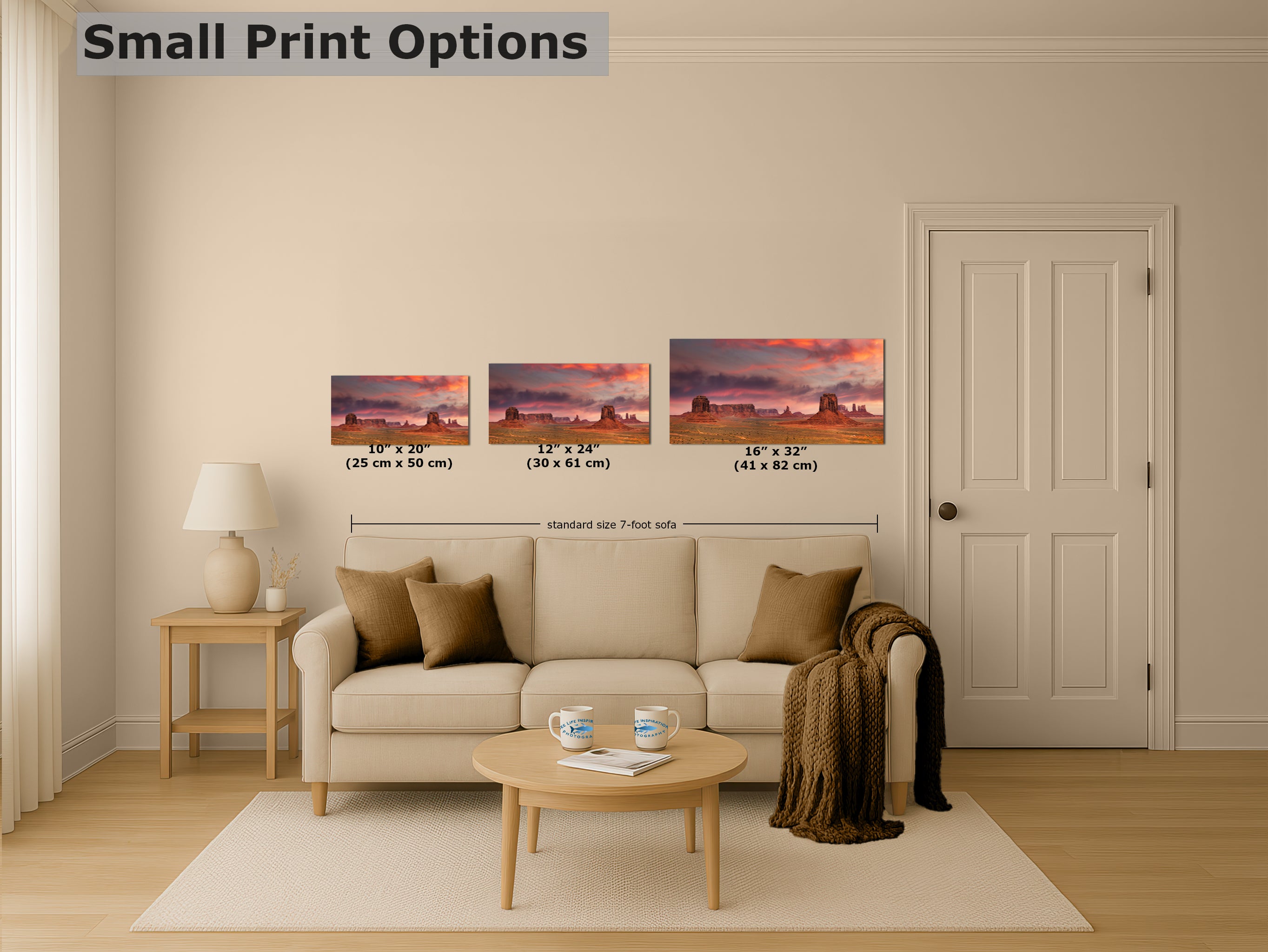 Monument Valley Arizona Desert Picture Nature Photo Panorama, Bohemian Style Relaxation Artwork for Meditation, Apartment, Office & House Decor