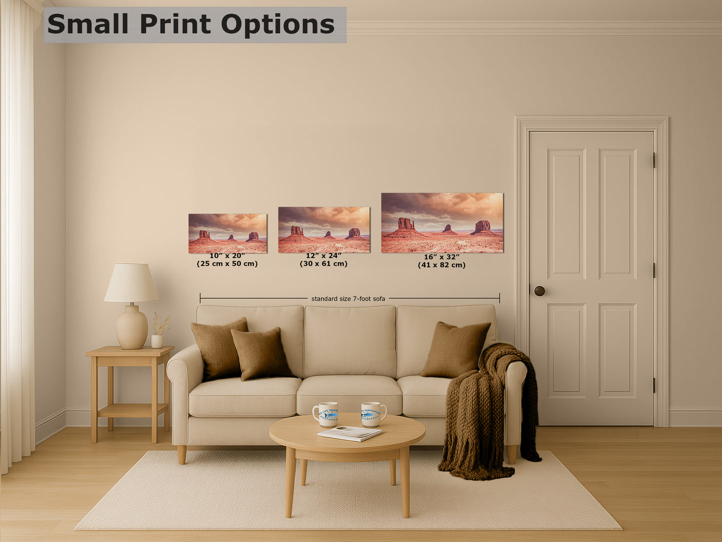 Monument Valley Panorama Arizona Desert Picture Nature Photo, Bohemian Style Relaxation Artwork for Meditation, Apartment, Office & House Decor