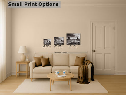 Monument Valley Arizona Desert Picture, Black and White Nature Photo, Bohemian Style Relaxation Artwork for Meditation, Apartment, Office & House Decor