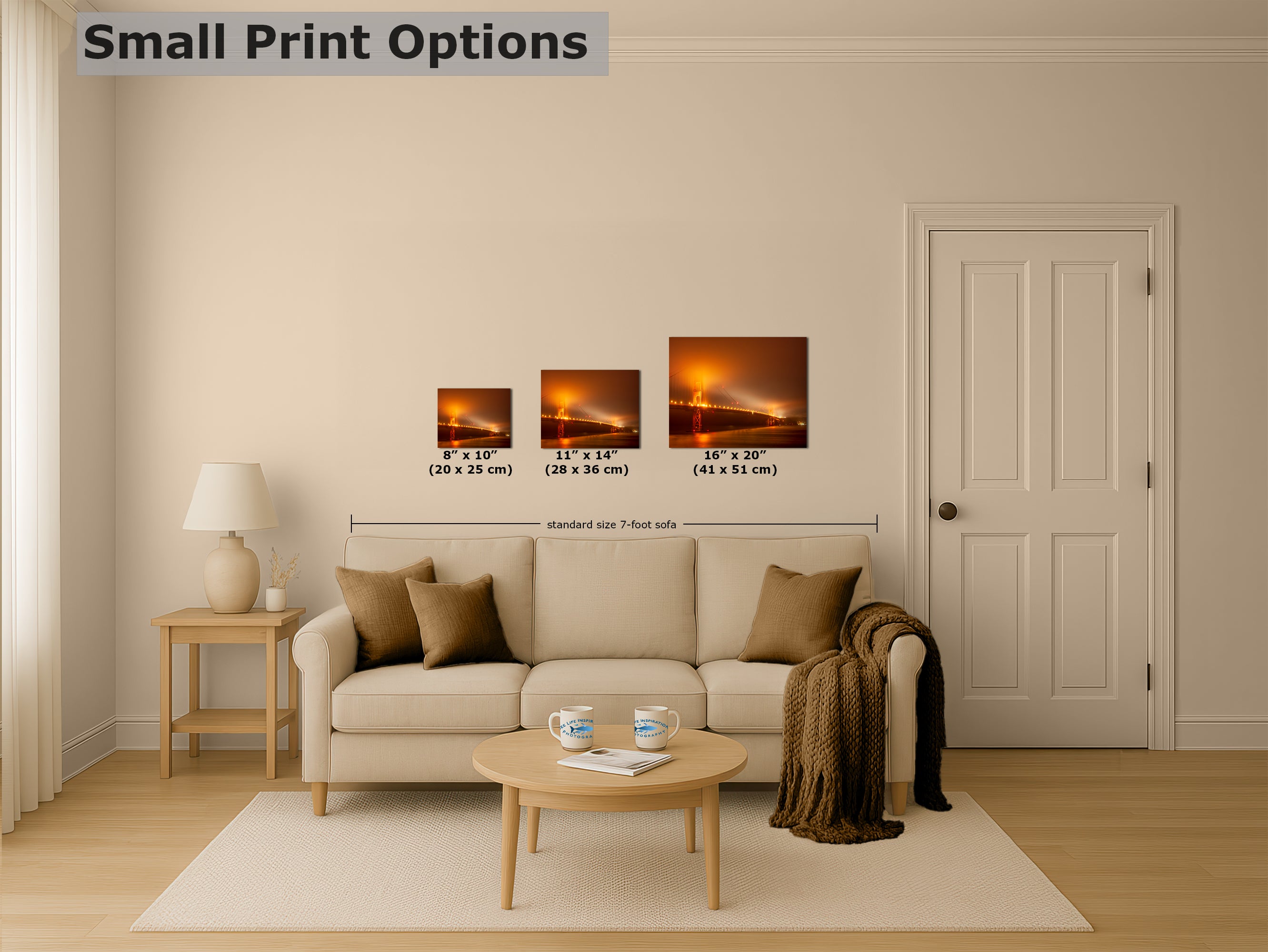 San Francisco Golden Gate Bridge Picture Foggy Night Wall Art | Fine Art Print for House Decor, Office, Dorm, Meditation, Relaxation Artwork