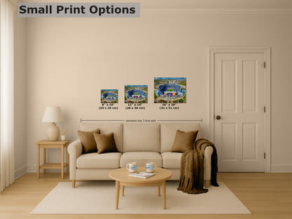 Denver Broncos Football Stadium, Mile High Stadium Denver Colorado Skyline Print, Sports Decor, Man Cave Art