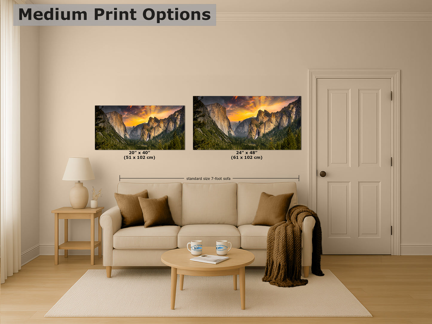 Tunnel View Yosemite National Park Mountain Picture Nature Photo Relaxation Artwork for Mediation, Office, & House Decor