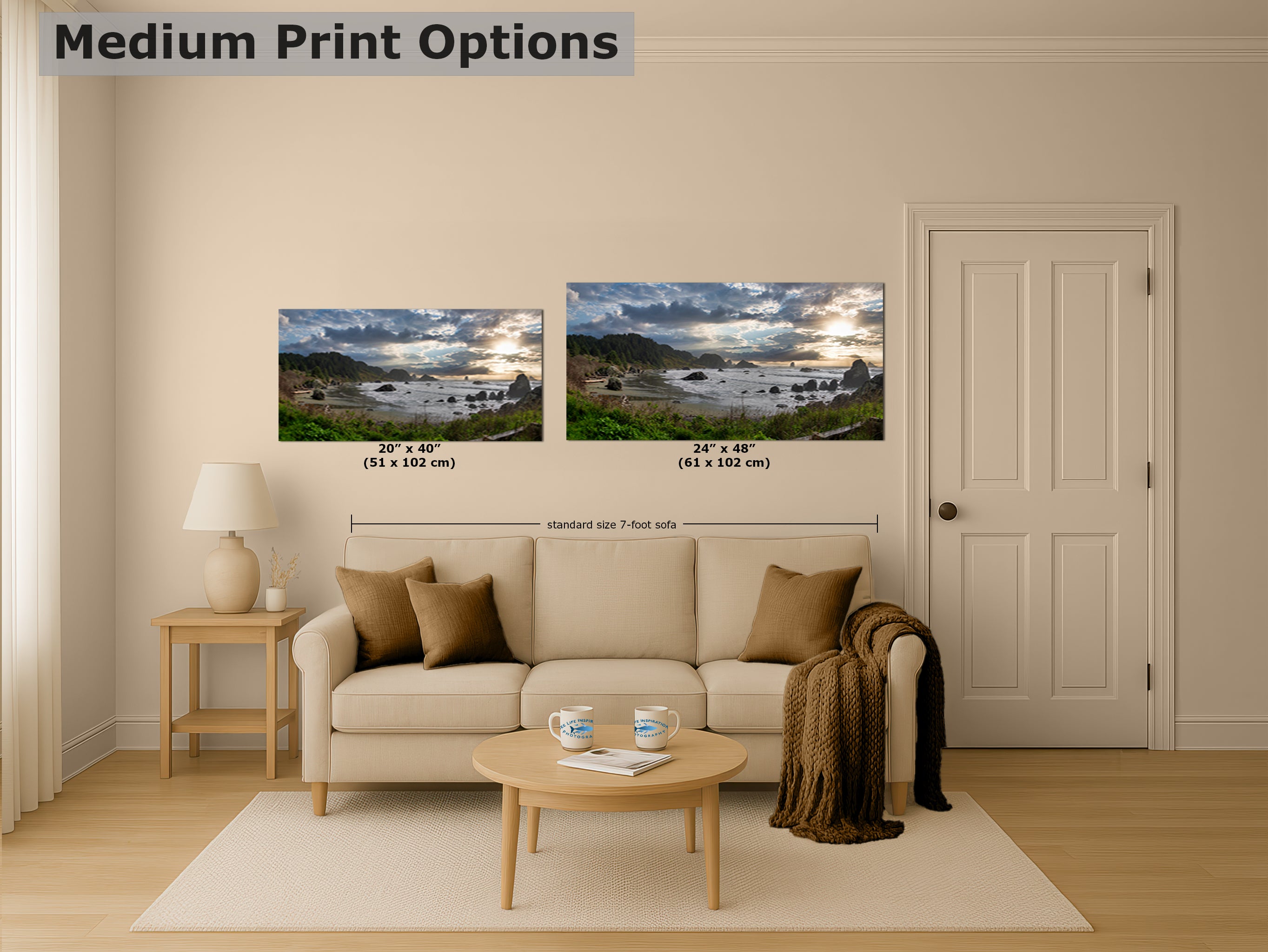 Lone Ranch Beach Oregon Coast Ocean Picture, Panorama Pacific Northwest Nature Photo Relaxation Artwork for Meditation, Apartment, Office & House Decor