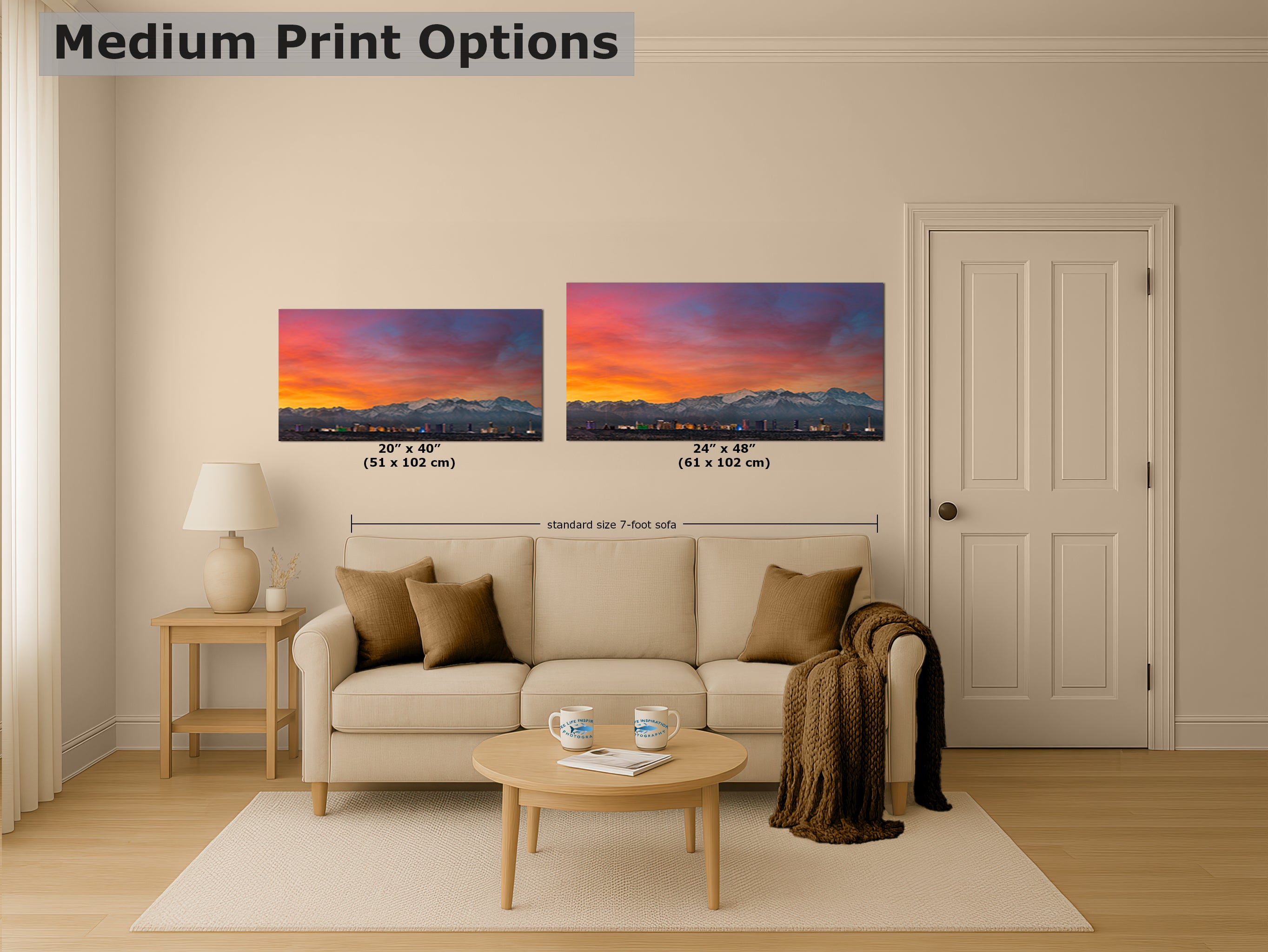 Las Vegas Nevada Panorama Photo Skyline Art Print House Decor, Desert Sunset Wall Art, on Premium Paper, Aluminum Metal, or Canvas