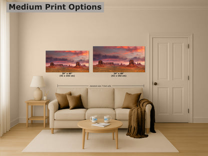 Monument Valley Arizona Desert Picture Nature Photo Panorama, Bohemian Style Relaxation Artwork for Meditation, Apartment, Office & House Decor