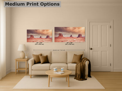 Monument Valley Panorama Arizona Desert Picture Nature Photo, Bohemian Style Relaxation Artwork for Meditation, Apartment, Office & House Decor