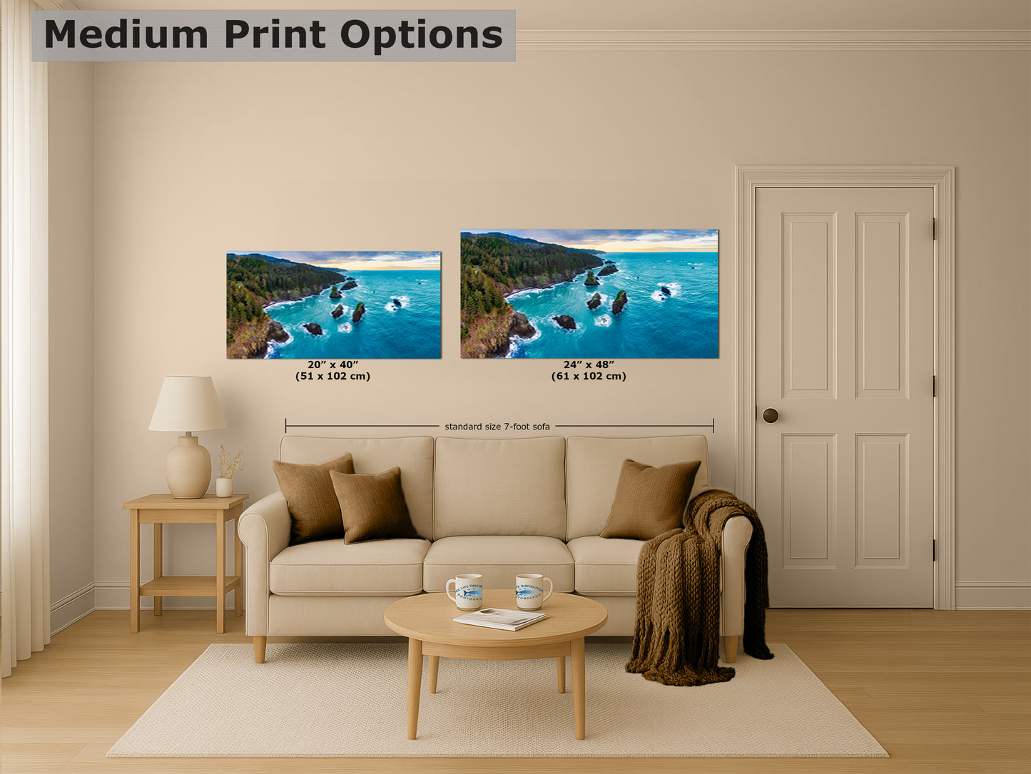 Aerial Oregon Coast Ocean Picture Panorama, Pacific Northwest Nature Photo