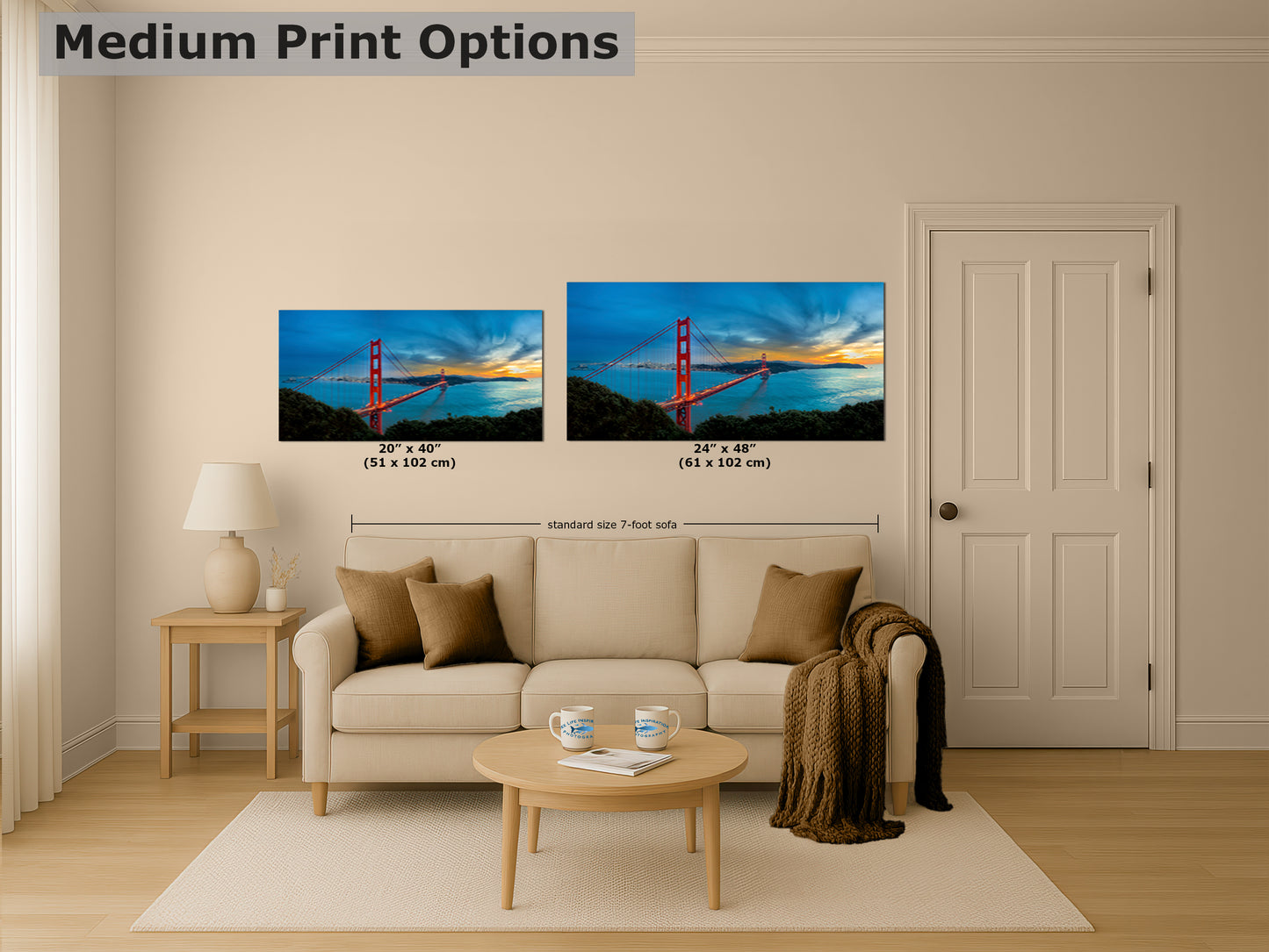 San Francisco Golden Gate Bridge Picture California Coastline | Panoramic Photo or Home Decor, Office, Dorm Room, Gift for Him, Housewarming