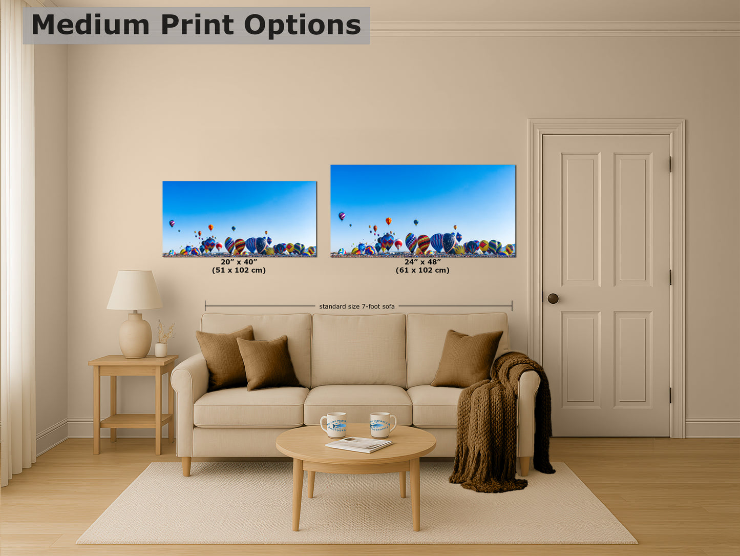 Hot Air Balloon Festival Mass Ascension Panorama Photo, Albuquerque New Mexico Balloon Fiesta Wall Art, Office, Cubicle & House Decor