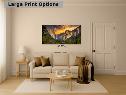 Tunnel View Yosemite National Park Mountain Picture Nature Photo Relaxation Artwork for Mediation, Office, & House Decor